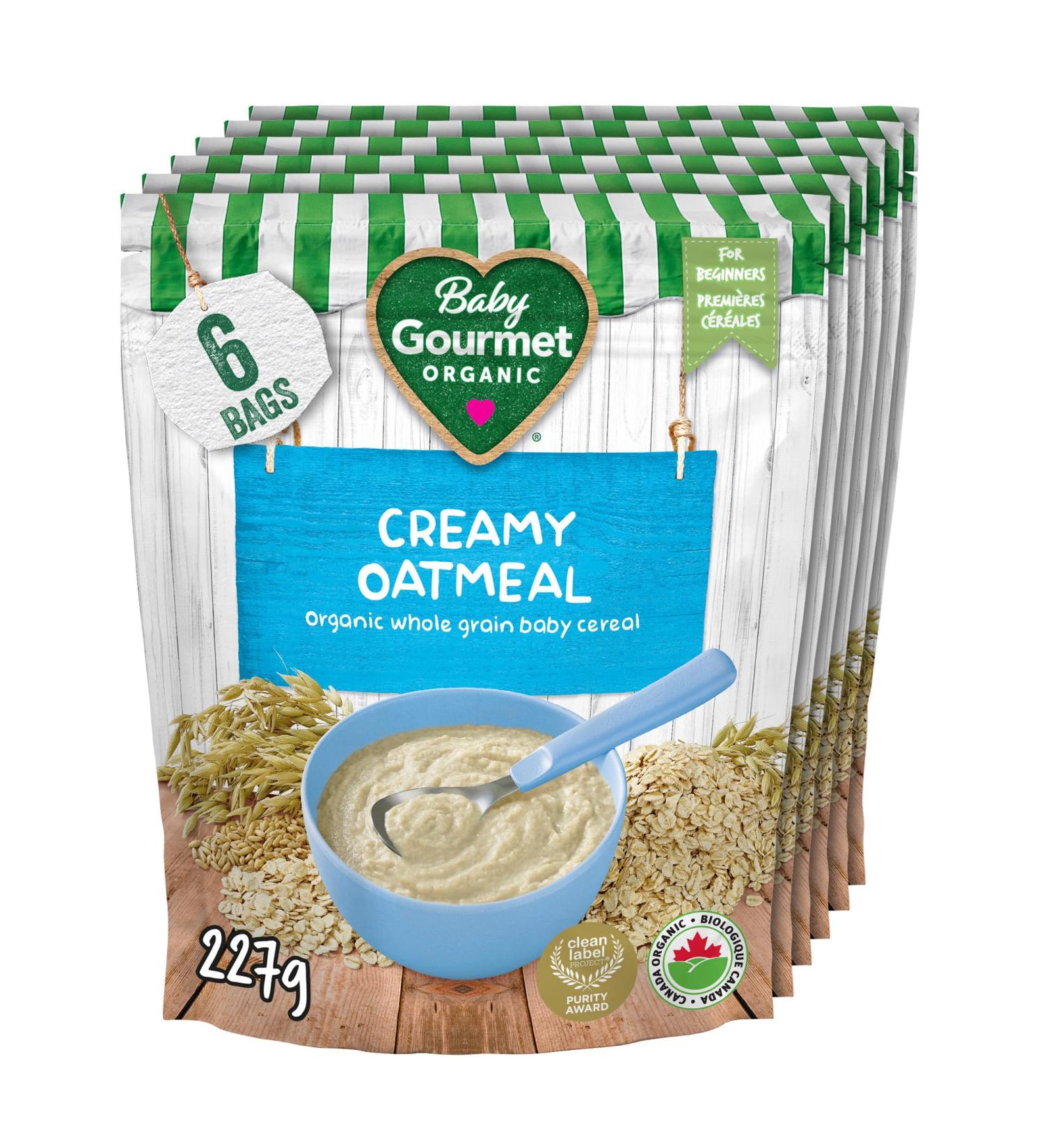 Baby Gourmet Organic Cereal - Creamy Oatmeal - Resealable Bag - No Added Sugar or Salt Plant-Based Nutrition Non GMO BPA-free Packaging Kosher - (227g) 6-Pack Creamy Oatmeal 1.36 kg (Pack of 1) - Buy Online on GoSupps.com