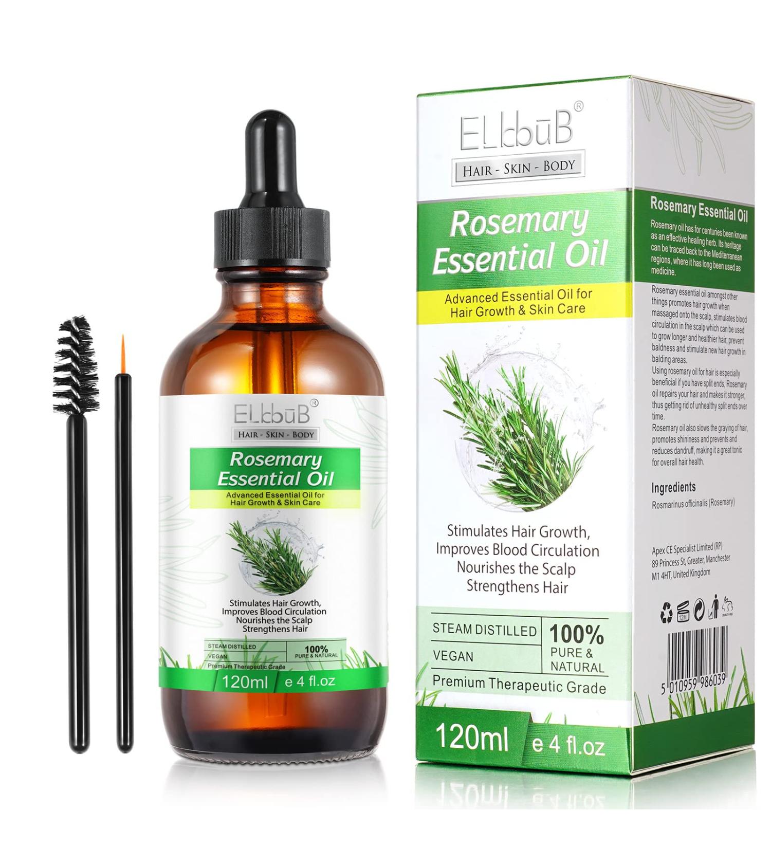 ELBBUB Rosemary Oil for Hair Growth - Undiluted Rosemary Oil for Hair Skin - Cleansing Rosemary Essential Oil for Dry Scalp Care Rid of Itchy and Dry Scalp 1 120.0 millilitre - Buy Online on GoSupps.com