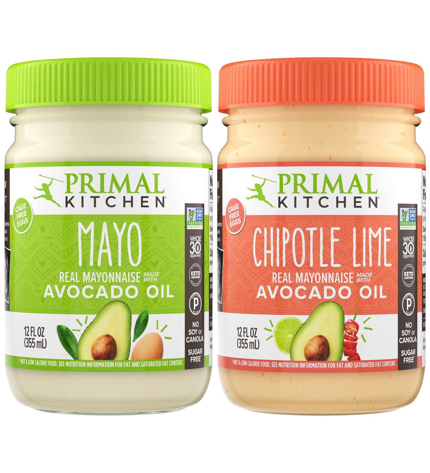 Primal Kitchen Mayo with Avocado Oil Variety Pack - Original & Chipotle Lime - Whole30, Paleo, Keto Certified - 12oz (Pack of 2) - Buy Online on GoSupps.com
