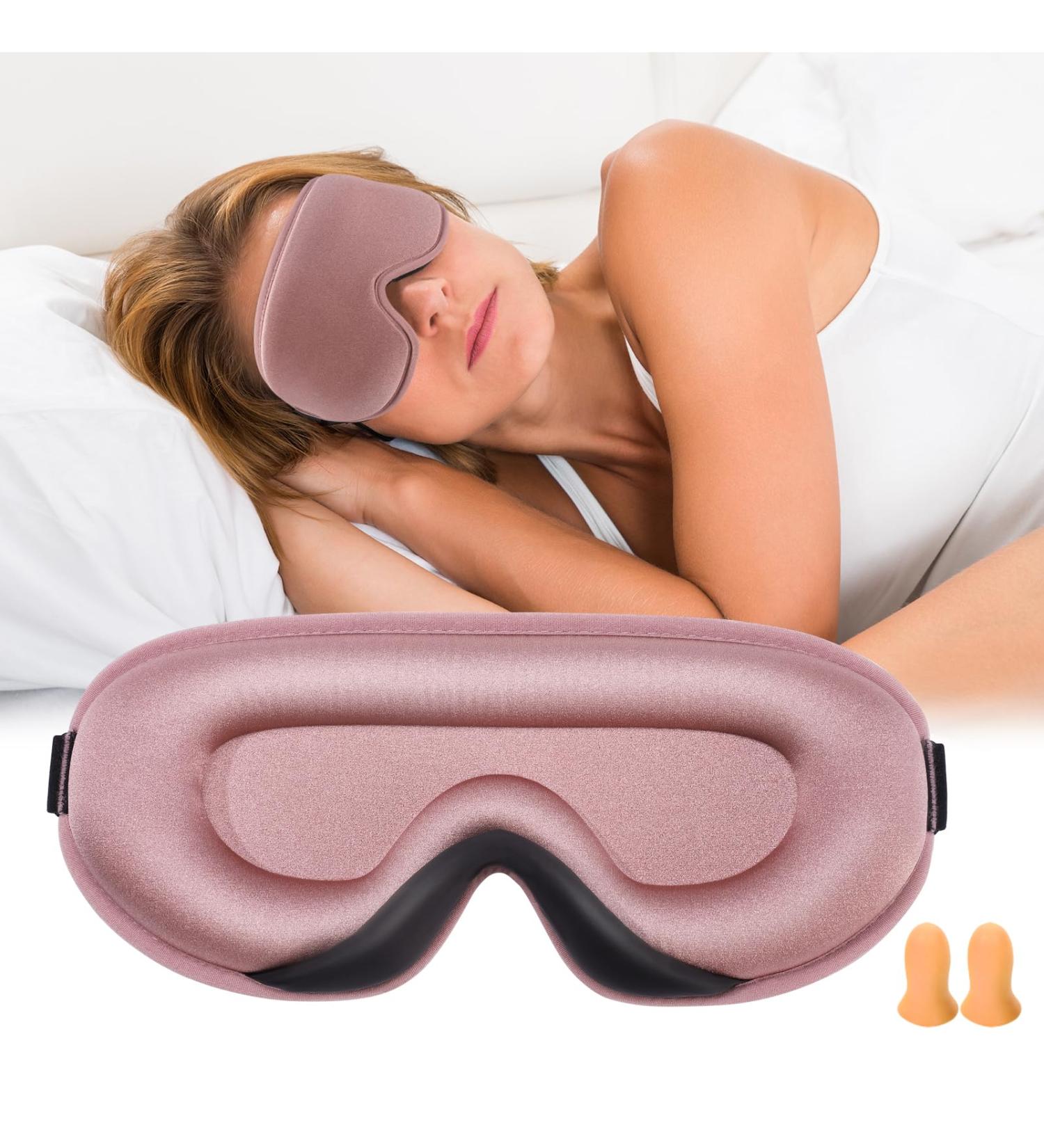 Soft & Breathable 3D Silk Sleep Mask for Women | Adjustable Eye Mask for Side Sleepers - Ros gold - Buy Online on GoSupps.com