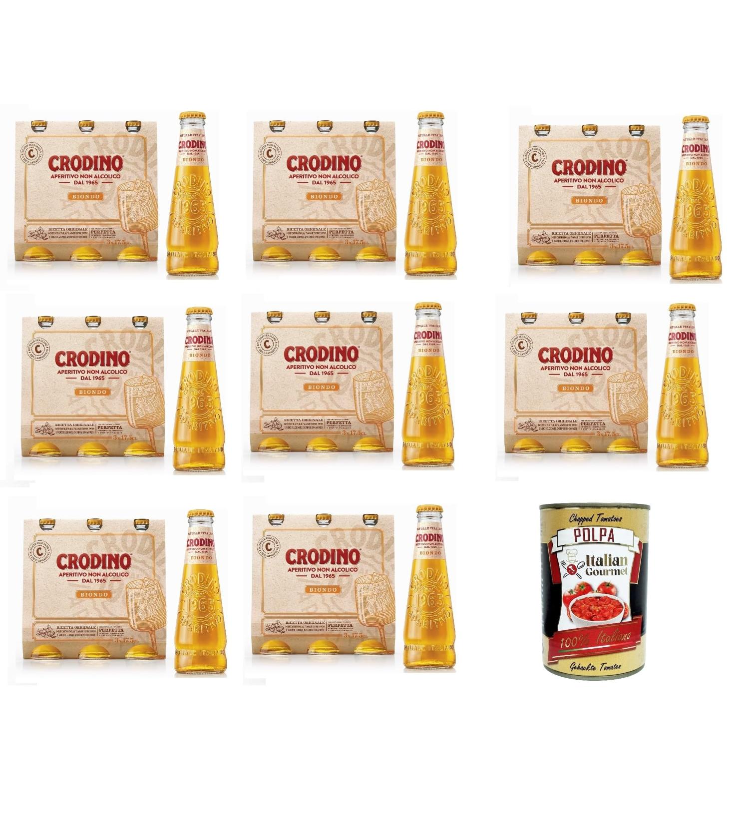 Italian Gourmet E.R. San Pellegrino Crodino Alcohol-Free Appetizers 175 ml + Italian Gourmet Polpa 400 g Pack of 24 - Buy Online on GoSupps.com