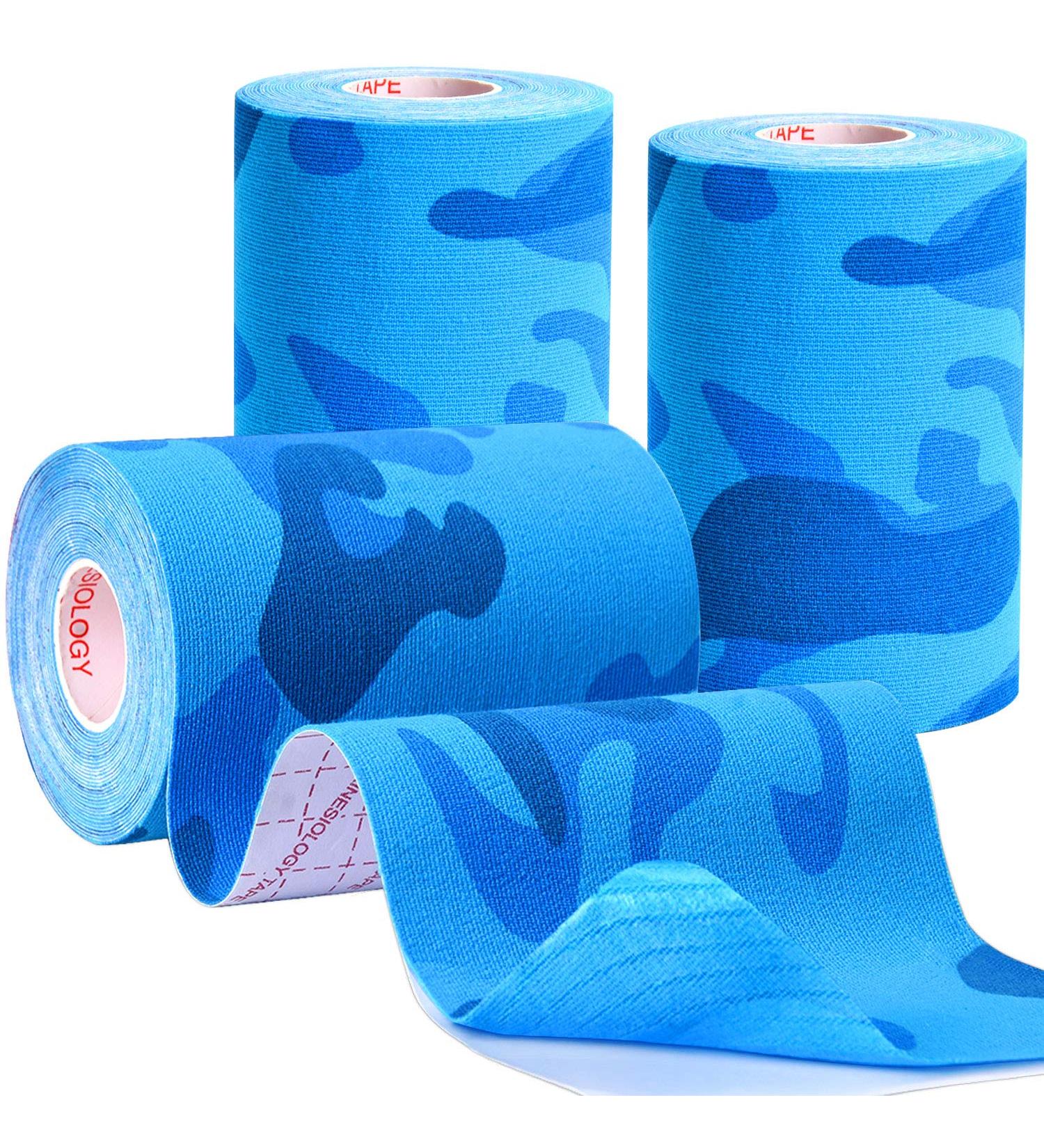 Gstream 3 Pack Pro Kinesiology Athletic Tape - Waterproof Muscle Support Adhesive Tape for Pain Relief - Blue Camo - 4in x 5.5yd - Buy Online on GoSupps.com