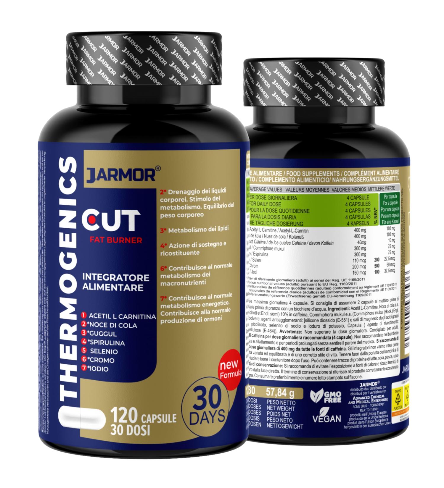J.Armor Thermogenics 120 Powerful Fat Burner Capsules | Weight Loss | Fast & Effective | Slimming | Fat Burning | L Carnitine The Green - Buy Online on GoSupps.com