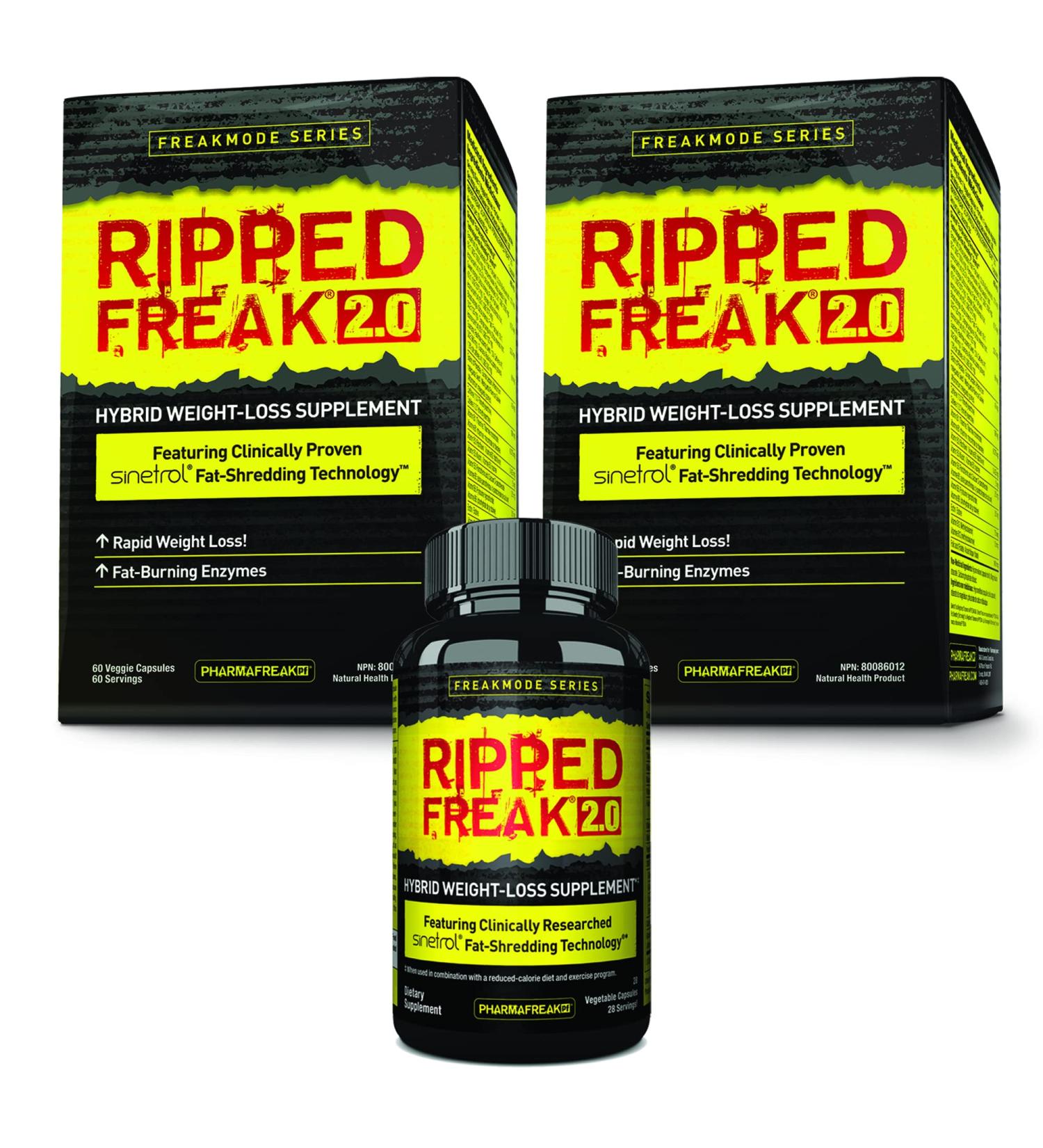 PharmaFreak RIPPED FREAK 2.0 | Hybrid Thermogenic Supplement (2X60 Caps + 28 Caps) - Buy Online on GoSupps.com