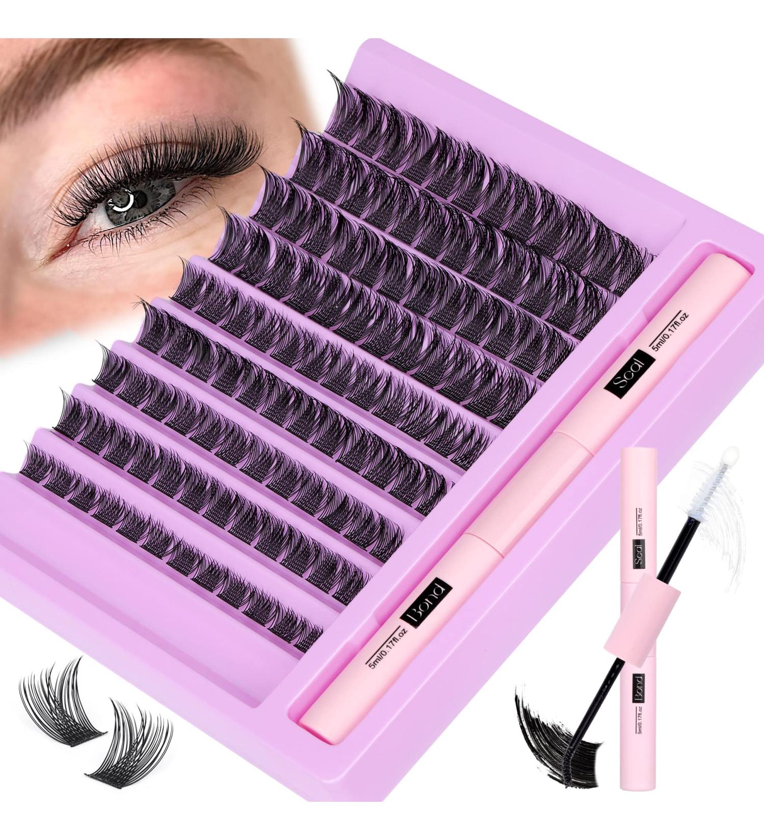 Newcally DIY Eyelash Extensions Kit Cluster Lashes 108 Pcs C D Curl Individual Lashes Natural Strips 8-16mm - Home Lash Extension Kit - Buy Online on GoSupps.com