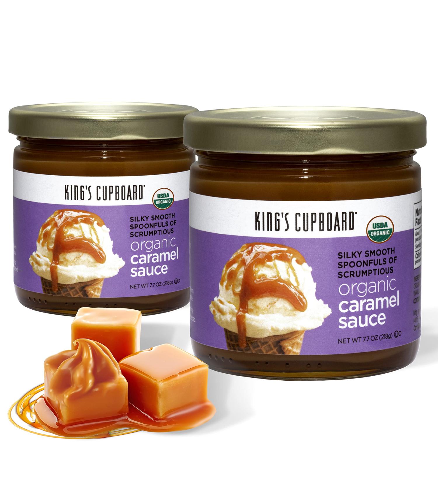 King's Cupboard Organic Caramel Sauce - Perfect for Ice Cream, Fruit Dips, Desserts, and Coffee - Gluten-Free, Kosher, All Natural - 7.7 oz (Pack of 2) - Buy Online on GoSupps.com
