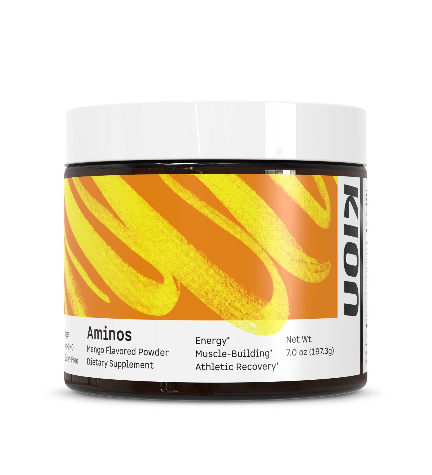 Kion Aminos Essential Amino Acids Powder - Amino Acid Nutritional Supplements Aminos Powder Essential Amino Energy No Caffeine EAAs Amino Acids Powder BCAA EAA - 30 Servings Mango - Buy Online on GoSupps.com