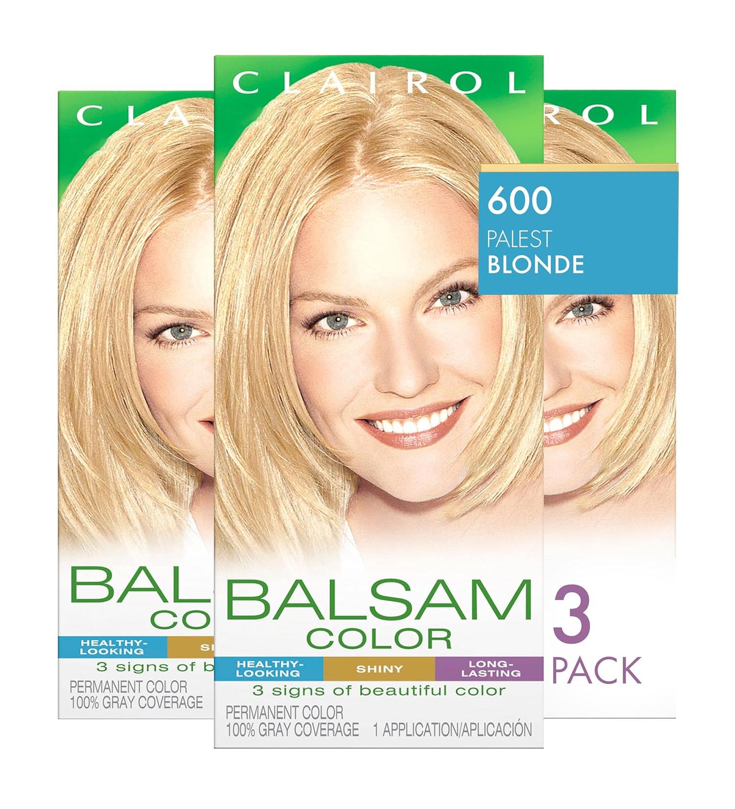 Clairol Balsam Permanent Hair Dye - 600 Palest Blonde - Pack Of 3