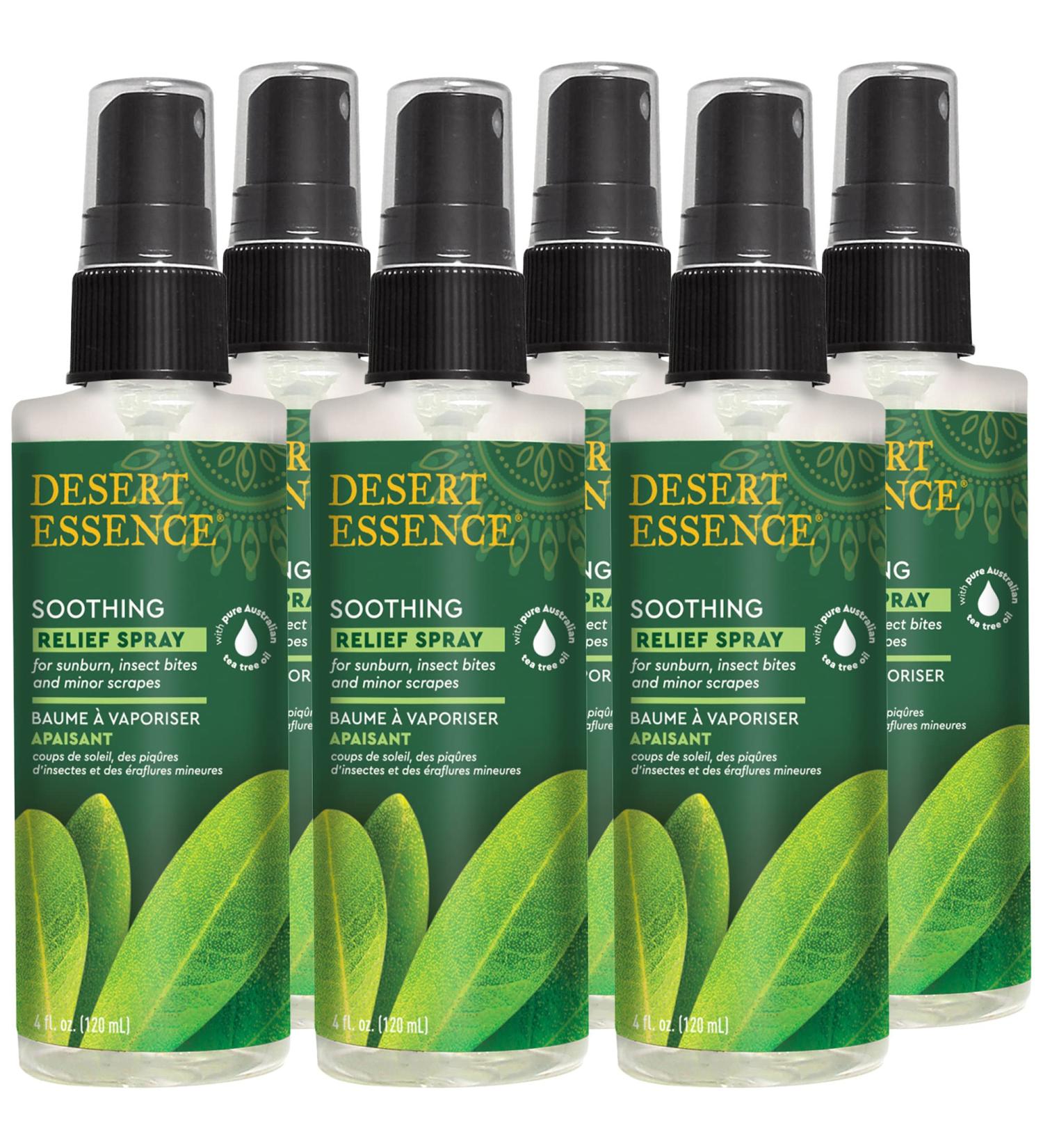 Desert Essence Soothing Relief Spray 4 fl oz (Pack of 6) - Australian Tea Tree Oil for Sunburn, Insect Bites & Aching Feet - Buy Online on GoSupps.com