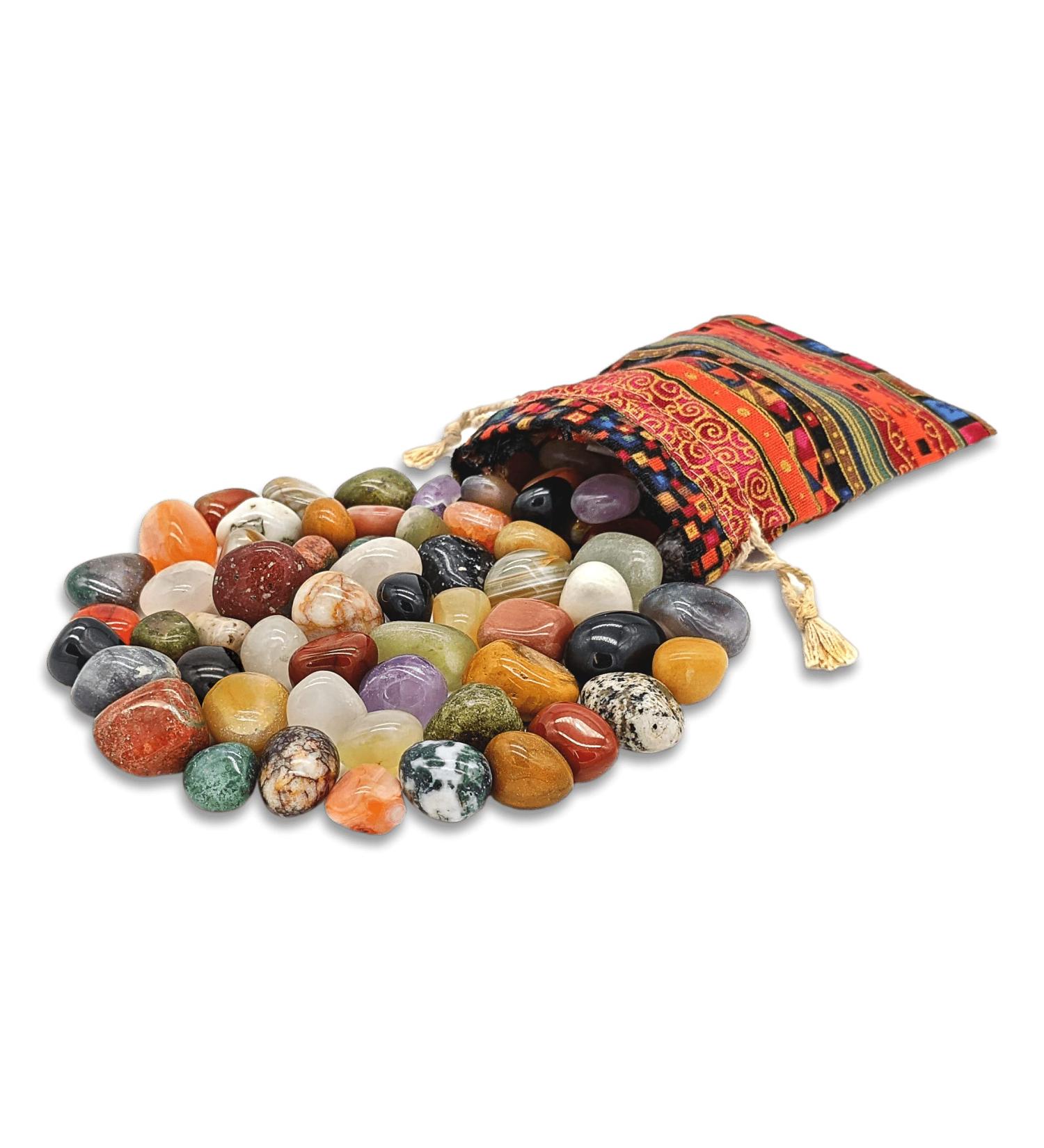 Gemstone Set Colludo | Natural Tumbled Stones in Colorful Fabric Bag | Perfect for Collectors & Healing (1.3-1.8 cm) - Buy Online on GoSupps.com