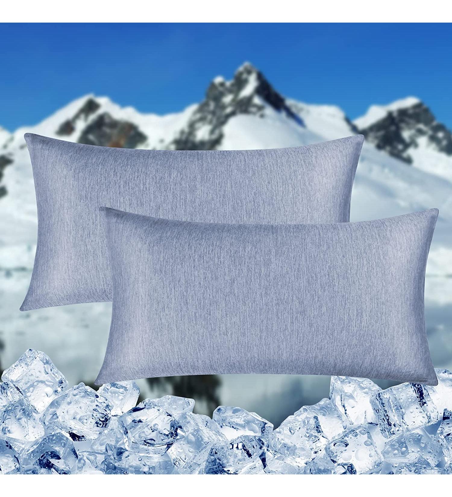 HOMFINE Cooling Pillow Cover Set (2) - 40x80 Kuhlmatte for Night Sweats Soft Side Sleeper Cushion Double-Sided ARC Chill Fiber Perfect for Summer - Blue - Buy Online on GoSupps.com