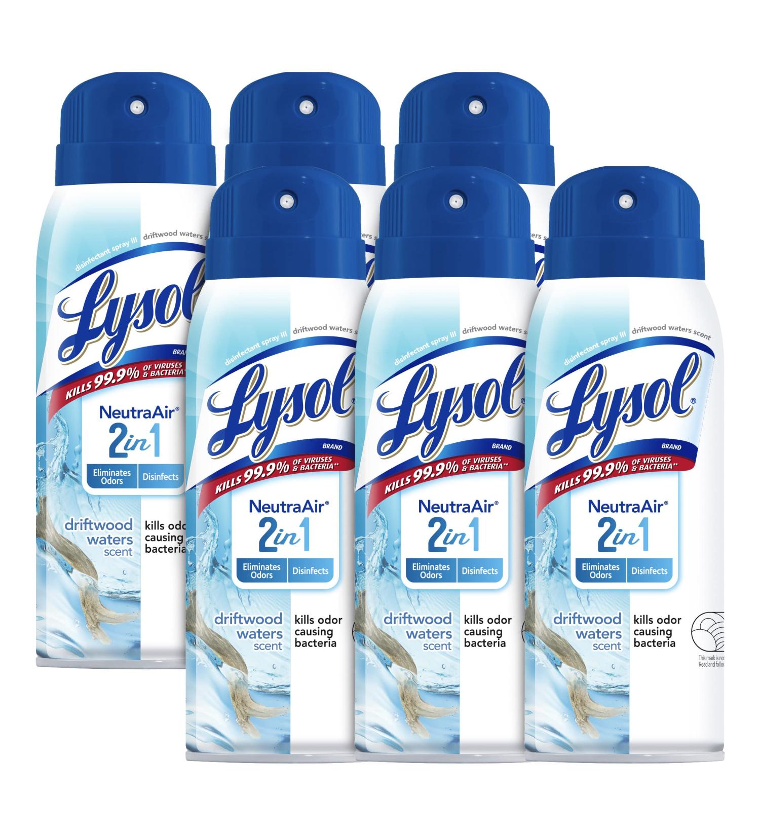 Lysol Neutra Air 2 in 1 Disinfectant Spray Driftwood Waters 6 Pack - 60 oz - Air Freshener - Buy Online on GoSupps.com