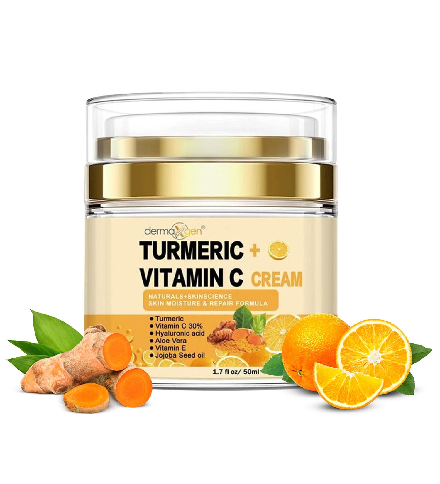 Turmeric + 30% Vitamin C Anti-Aging Cream | Face Glow Moisturizer & Skin Repair - Acne Relief Even Tone Fade Scars | 1.7 FL OZ - Buy Online on GoSupps.com