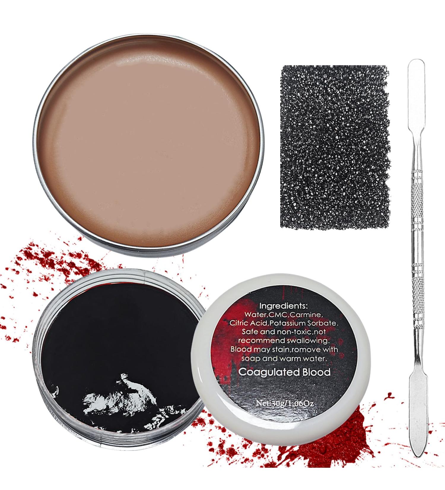 Scar Wax SFX Makeup Kit - Coagulated Blood Gel Spatula & Sponge for Halloween Special Effects | Perfect for Cosplay Stage & Festival Makeup - Buy Online on GoSupps.com