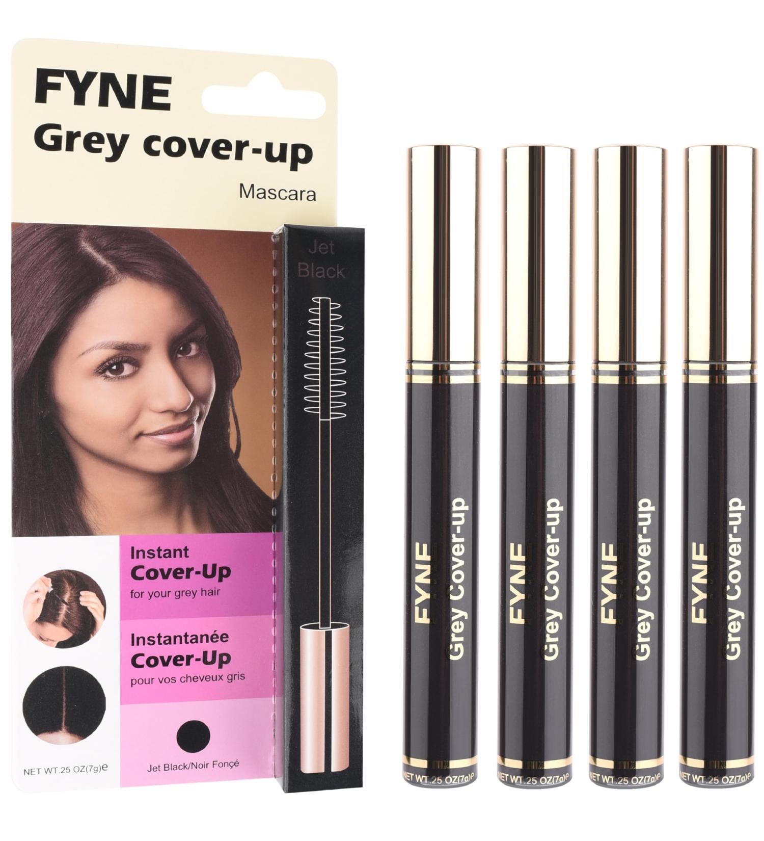 FYNE Root Touch Up Hair Mascara Pack of 4 - Instant Jet Black Grey Hair Cover Up - Magic Retouch Temporary Hair Colour for Men & Women Jet Black mascara 4 Piece Set - Buy Online on GoSupps.com