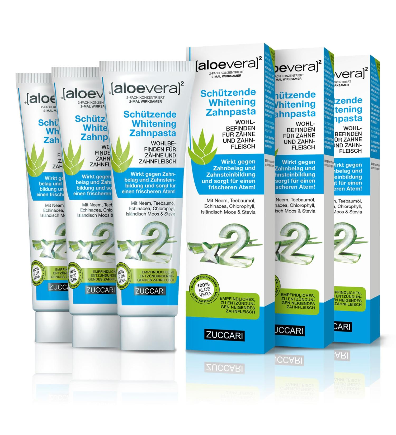 ZUCCARI line aloe vera protective dentifrice 100 milliliters anticare antitartar fresh alito 3 packs