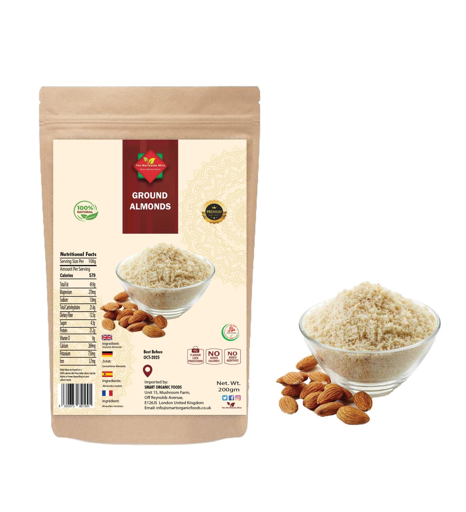 Ground Almonds (200g / 7.05oz) | Gluten-Free and Vegan | Best for Healthy Cooking Baking Smoothies Paleo and Keto Diets | Rich in Protein & Vitamins | Supplied in Reusable Zip Sealed Packaging - Buy Online on GoSupps.com
