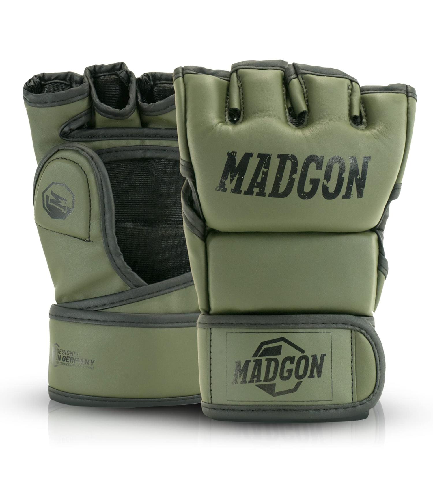 Madgon Premium MMA Gloves - Ultimate Sparring & Grappling Gear for Men & Women | Olive/Black | Ideal for Krav Maga Muay Thai Punching Bag - Buy Online on GoSupps.com