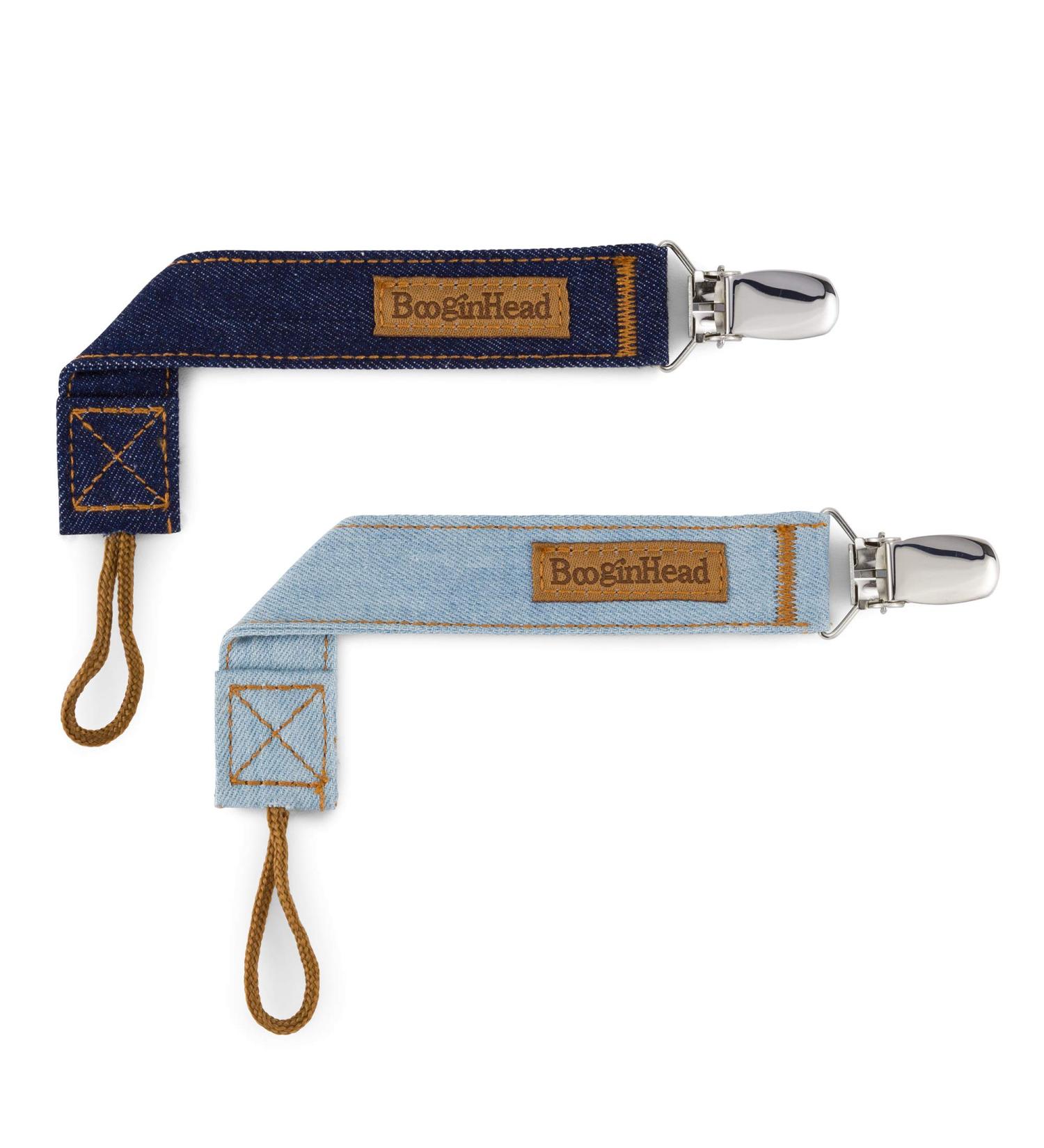 BooginHead Luxe Pacifier Holder Baby Pacifier Clips 2-Pack Cotton Denim Blue Blue Jean Baby - Buy Online on GoSupps.com