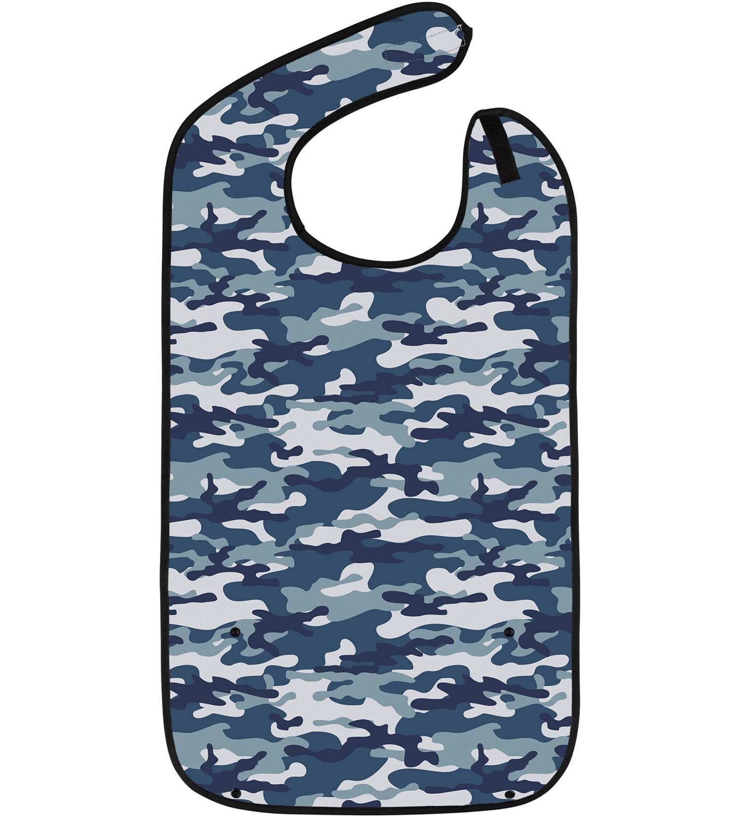 Classic BIB Designs Washable Adult Bib - Reusable Blue Camouflage - Stylish Clothing Protection for Men & Women - Buy Online on GoSupps.com