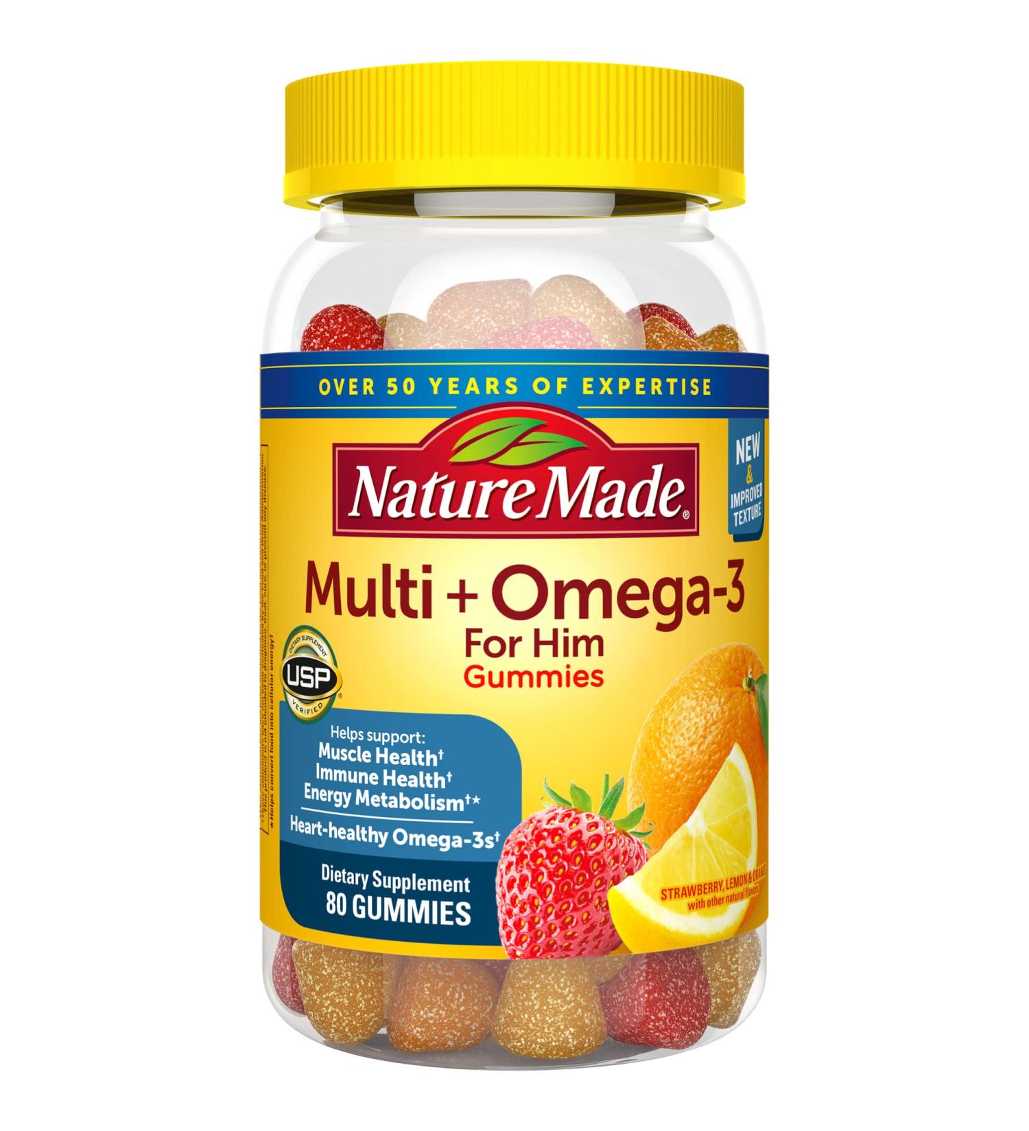 Nature Made Men's Multivitamin with Omega-3 Gummies - 80 Count (Pack of 1) | Daily Nutritional Support for Men | 40 Day Supply - Buy Online on GoSupps.com