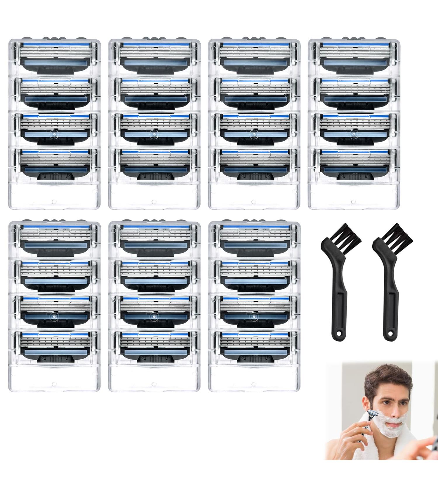 IJHYGD 24 PCs Mach 3 Razor Blades Compatible - Includes 2 Cleaning Brushes for a Superior Shaving Experience - Buy Online on GoSupps.com