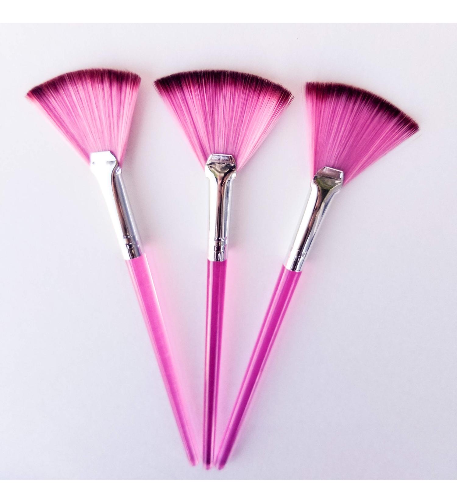 Fanta Sea Cosmetics Translucent Facial Mask Fan Brush Set - Pink Handle (Pack of 3) - Buy Online on GoSupps.com