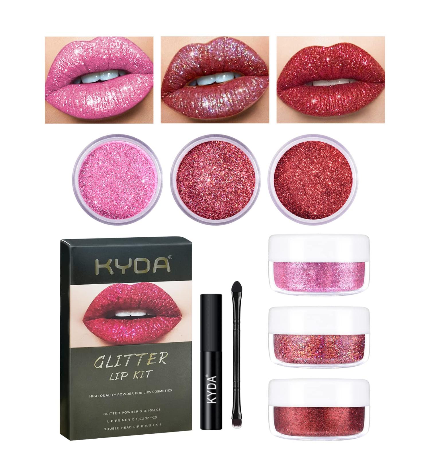 FREEORR Glitter Lip Kit - Long Lasting & Waterproof Metallic Lip Powder Set - Buy Online on GoSupps.com