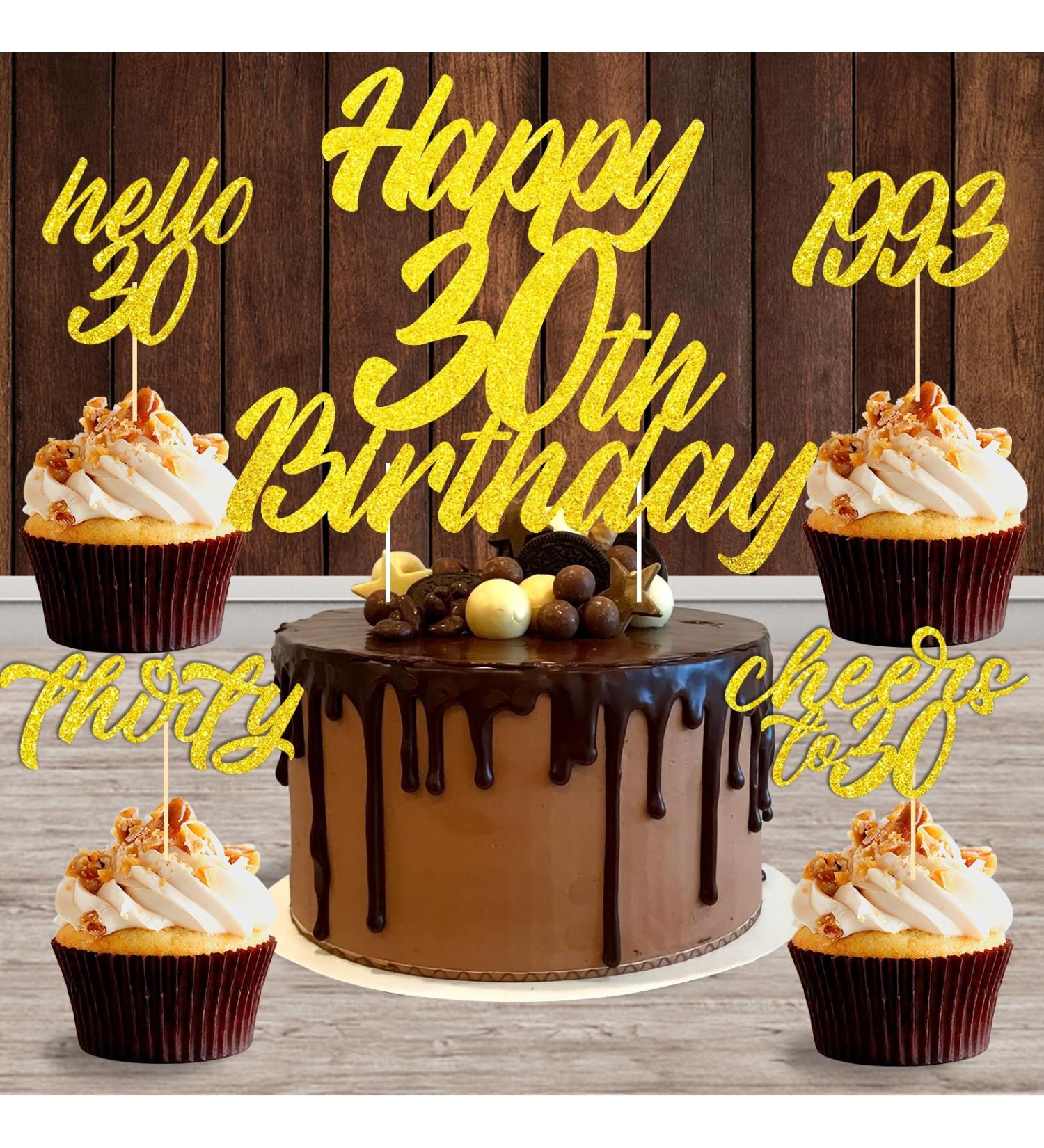 30th Birthday Party Decorations - Glitter Cake & Cupcake Toppers for Women & Men - Celebrate 30 Years with Joy! - Buy Online on GoSupps.com