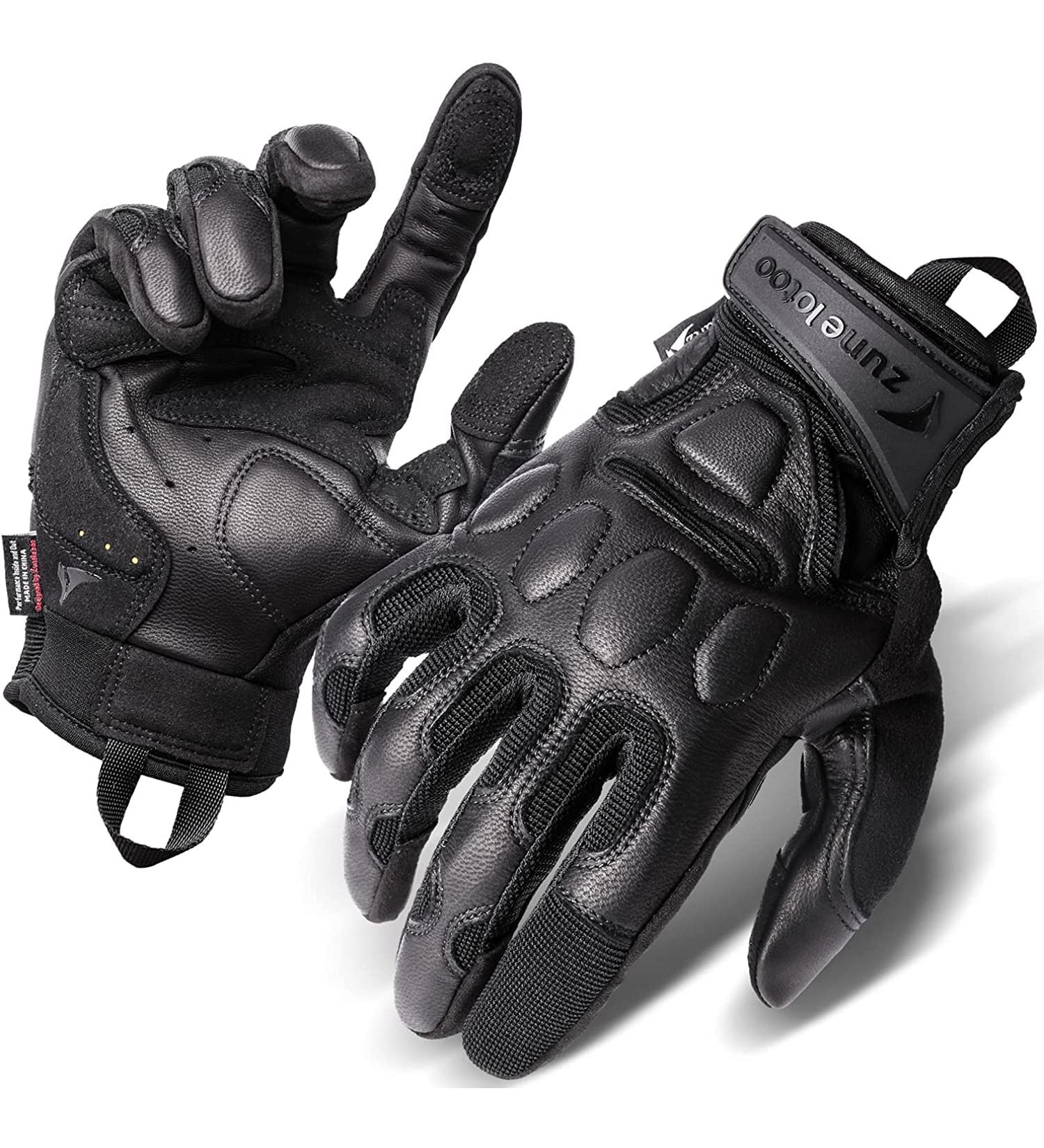 Zune Lotoo Leather Motorcycle Gloves Full Finger & Fingerless | Touchscreen Tactical Work Gloves with EVA Impact Protection | XRD Abrasion Resistant for Men & Women | Driving, Riding, Range, Warehouse | X-Large - Buy Online on GoSupps.com
