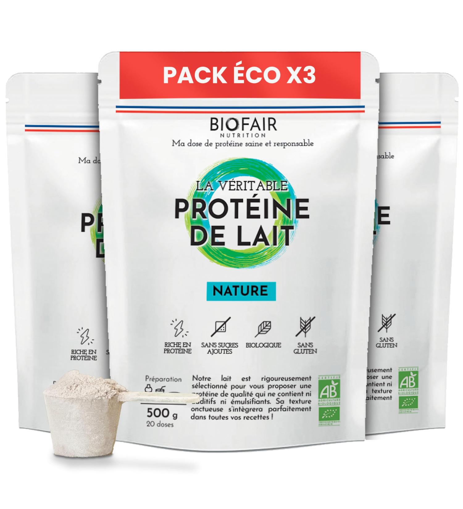 BIOFAIR NUTRITION Whey Bio Protein 3 pieces healthy 100 natural and from our French pastures nature neutral taste 1500 g - Buy Online on GoSupps.com