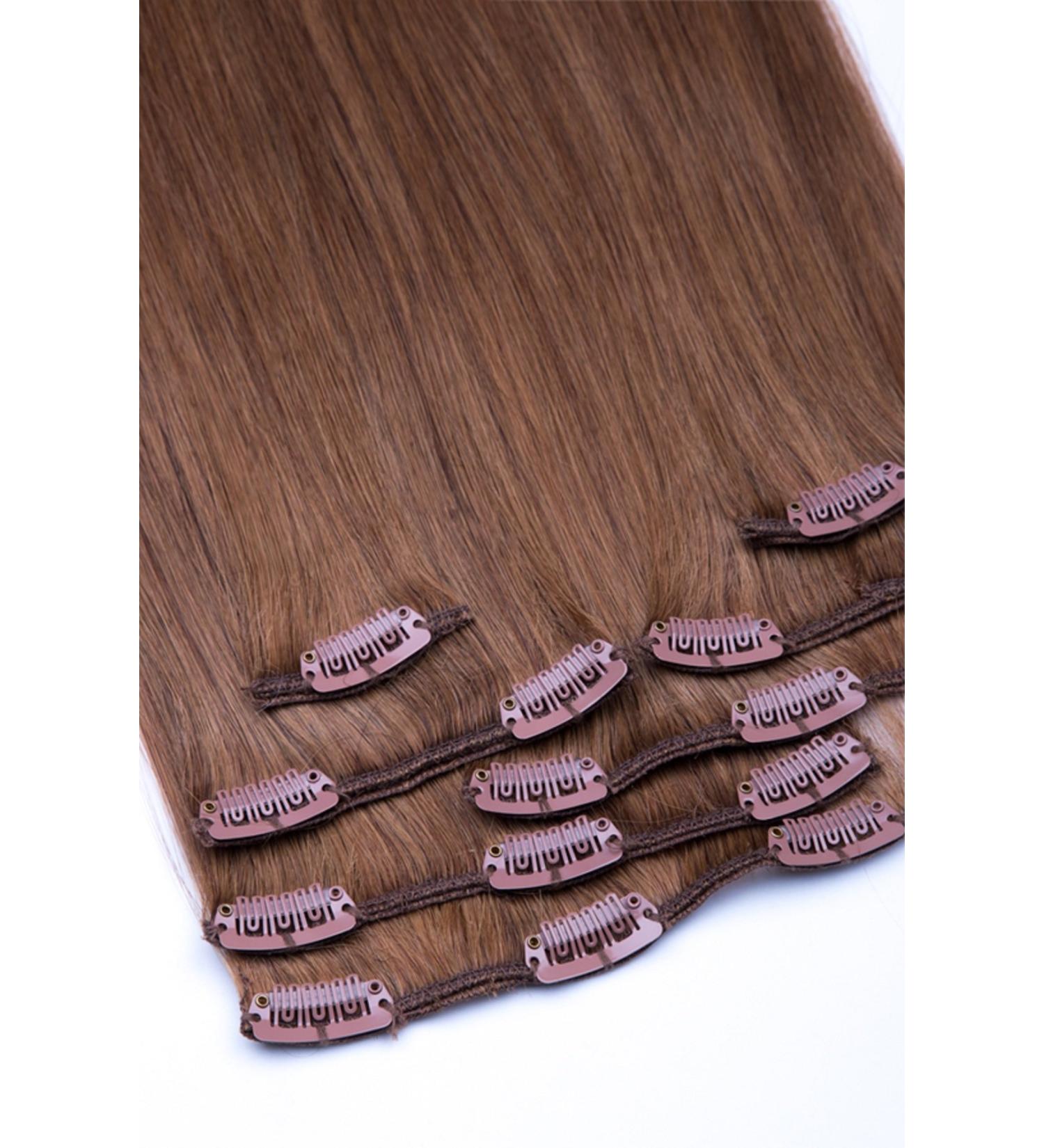 Clip In Extensions Set - 100% Real Hair 7 Pieces 70g 45cm No. 12 Light Brown - Shop Internationally - Buy Online on GoSupps.com