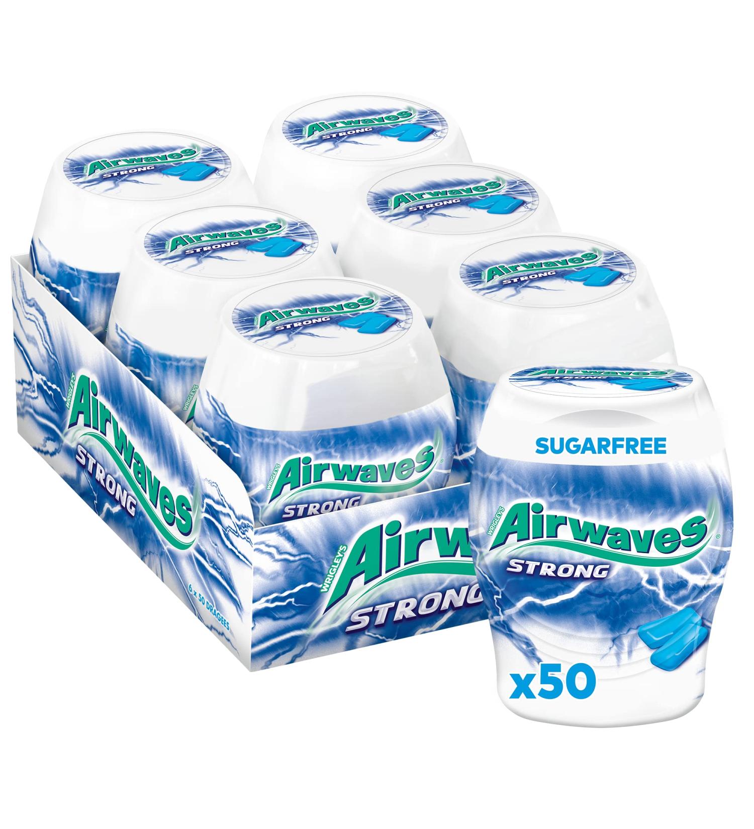 Airwaves Chewing Gum Strong - Sugar-Free White 6 Cans (50 Pieces Each) | Buy Now - Buy Online on GoSupps.com