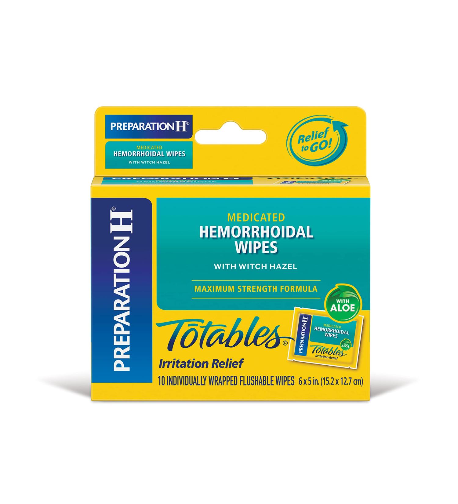Preparation H Totables Witch Hazel Hemorrhoid Wipes - 10 Count - Buy Online on GoSupps.com