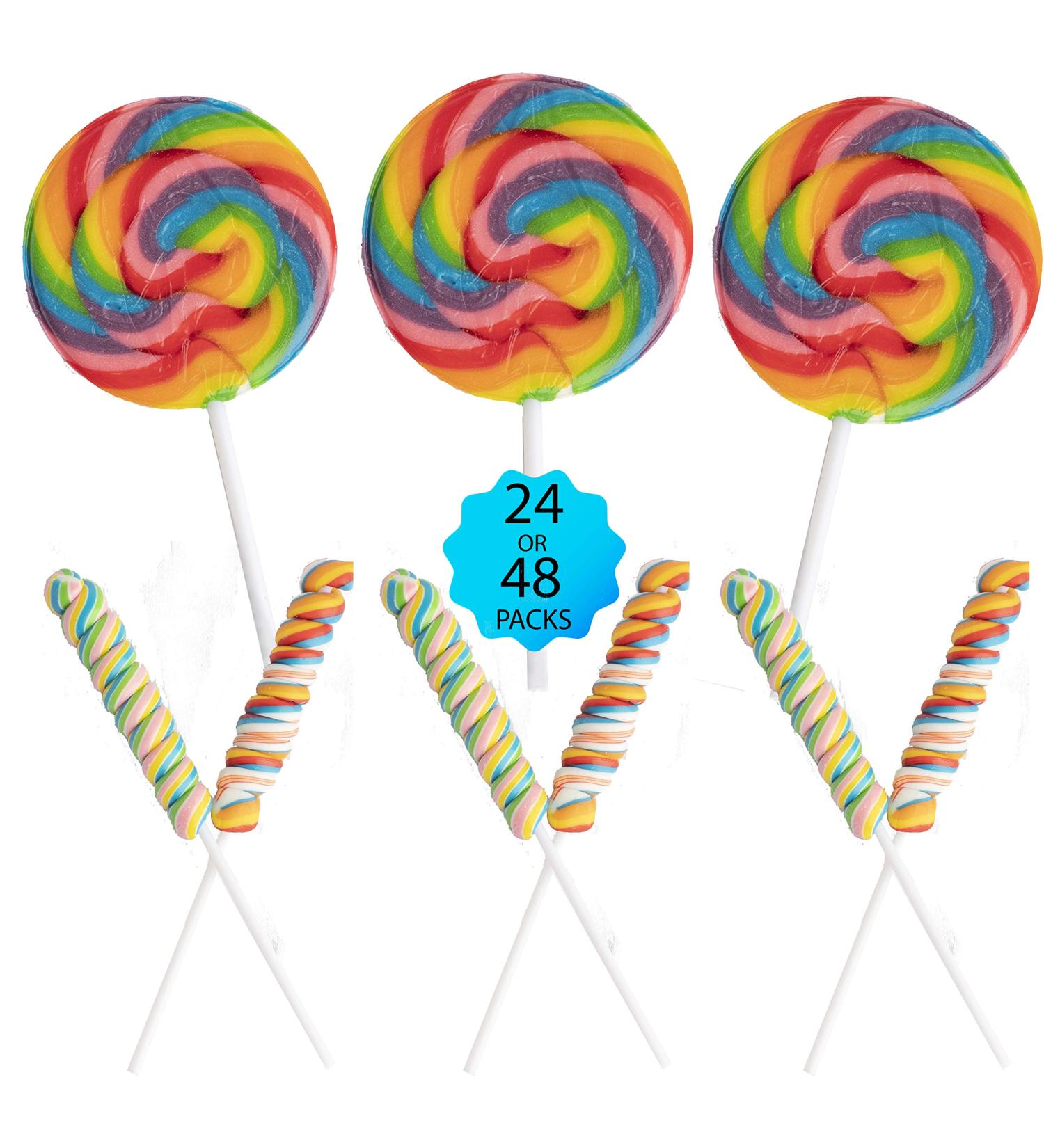 Rainbow Swirl Lollipops Variety Pack - 24 Individually Wrapped Suckers for Halloween Treats - Buy Online on GoSupps.com
