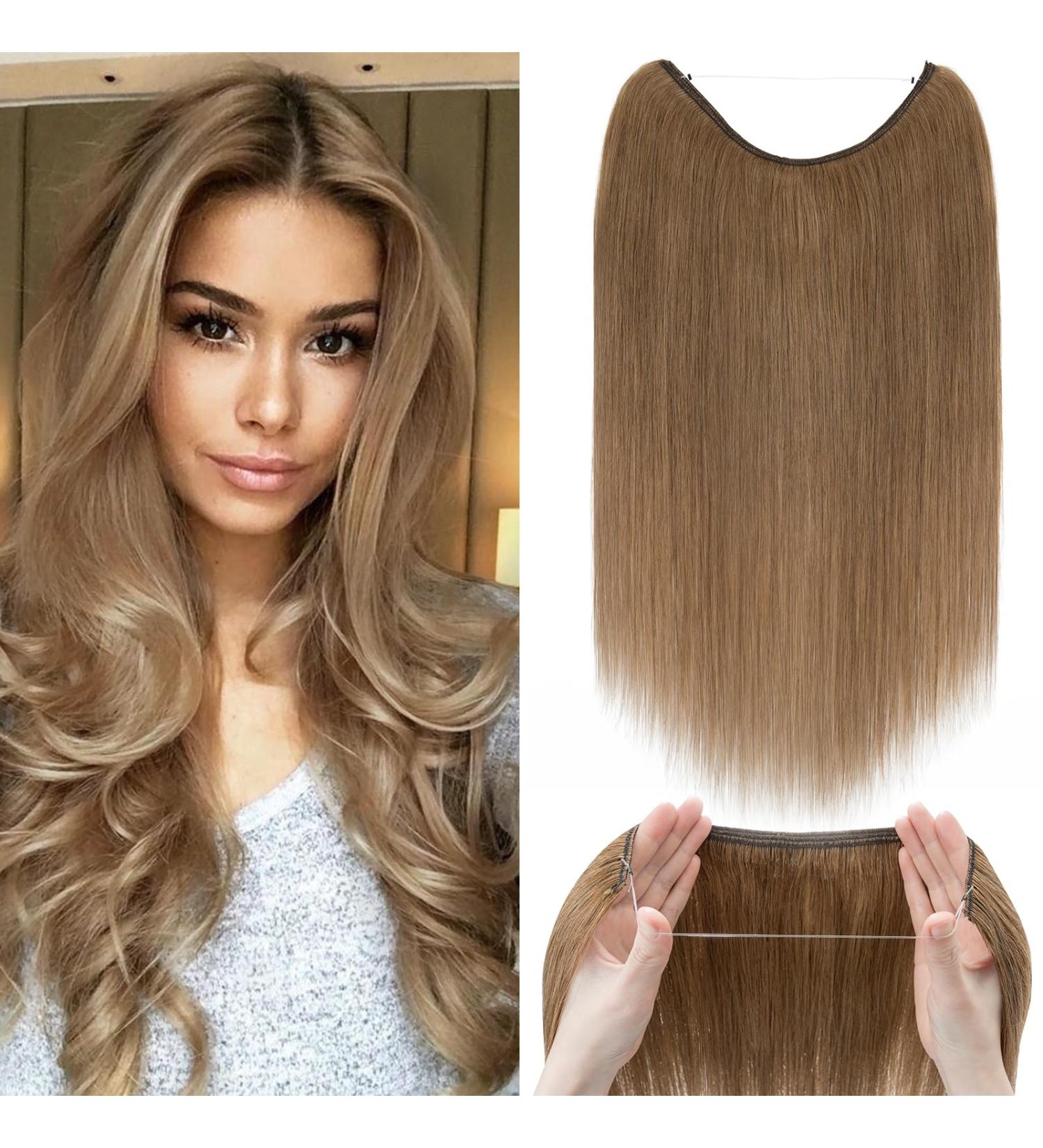 Silk-co Wire in Hair Extensions One Piece Natural Remy Human Hair Straight Half Head 20inch #06 Light Brown - Buy Online on GoSupps.com