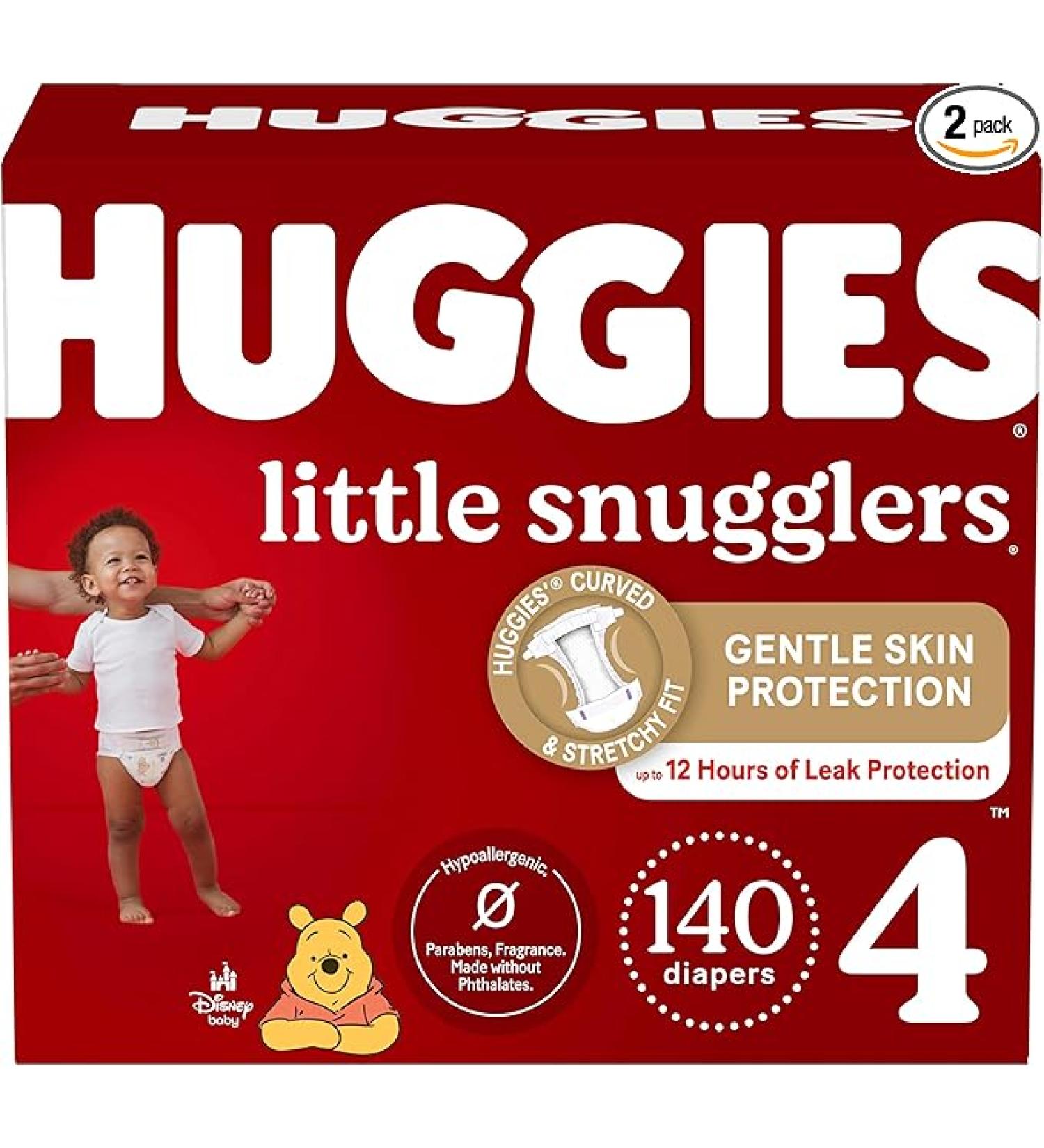 Huggies Size 4 Diapers, Little Snugglers Baby Diapers, Size 4 (22-37 lbs), 70 Count (Pack of 2) - Buy Online on GoSupps.com