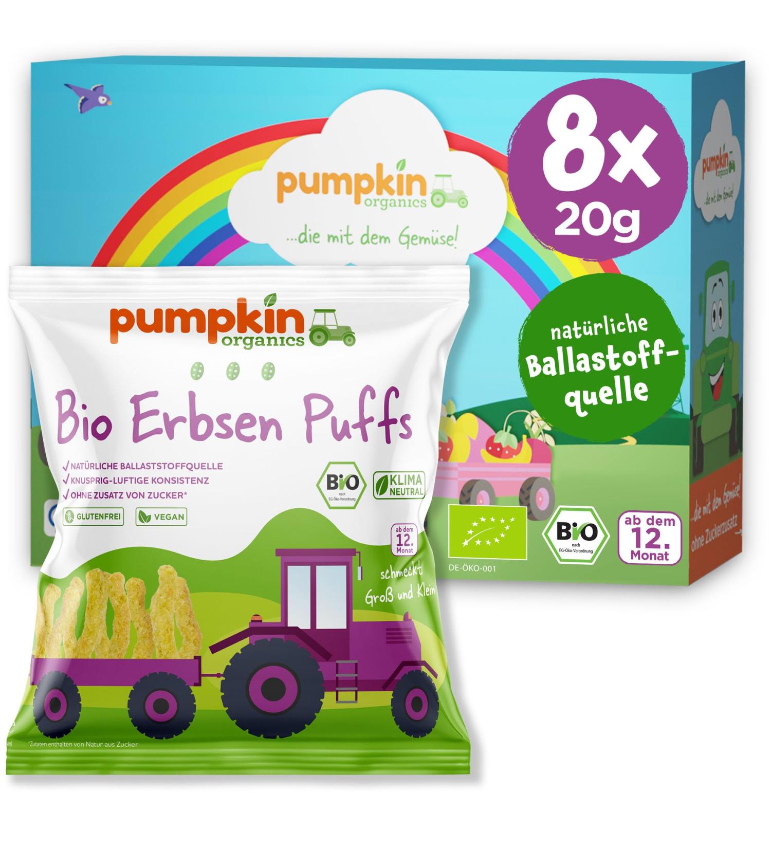 Buy Pumpkin Organics Bio Puffs - Allergen-Free & Gluten-Free Children's Snack (8 Pack) | Organic Baby Snacks for 12+ Months - Buy Online on GoSupps.com