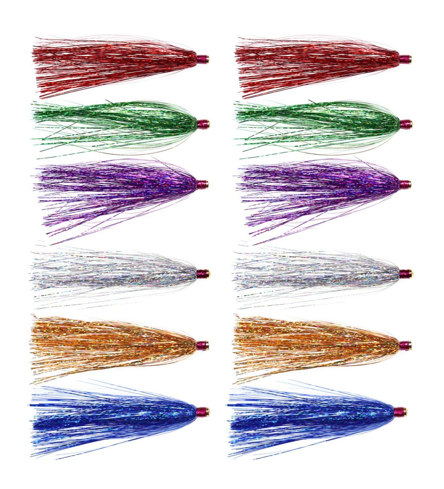 Wifreo Holo Mylar Flash Sliding Tube Bucktail Teasers - Pack of 12, 3.35 Length, Assorted Colors - Buy Online on GoSupps.com