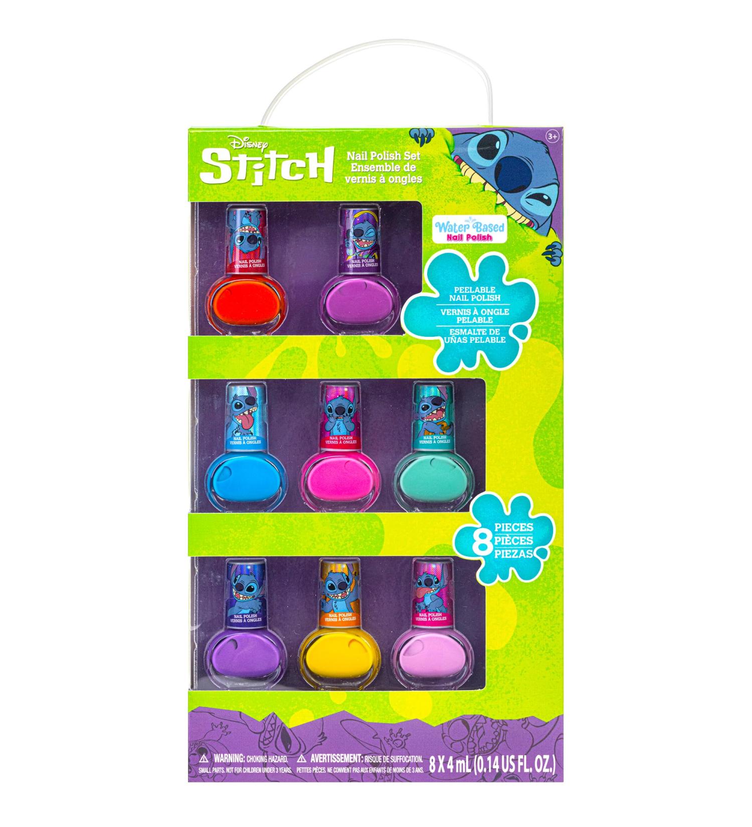 Buy Disney Stitch Non-Toxic Peel-Off Water-Based Nail Polish Gift Set for Kids | 8 Pcs Shimmer & Opaque Colors | Safe Quick Dry | Ages 3 - Buy Online on GoSupps.com