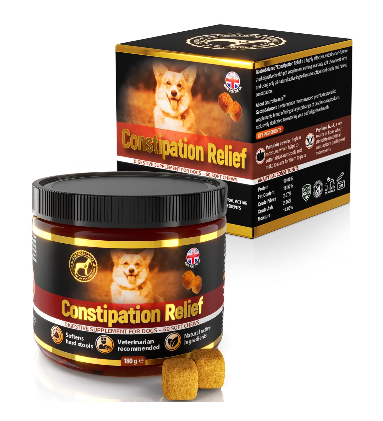 GastroBalance Constipation Relief for Dogs - 60 Soft Chews | 100% Natural Laxative for Dogs - Fast Shipping Worldwide - Buy Online on GoSupps.com