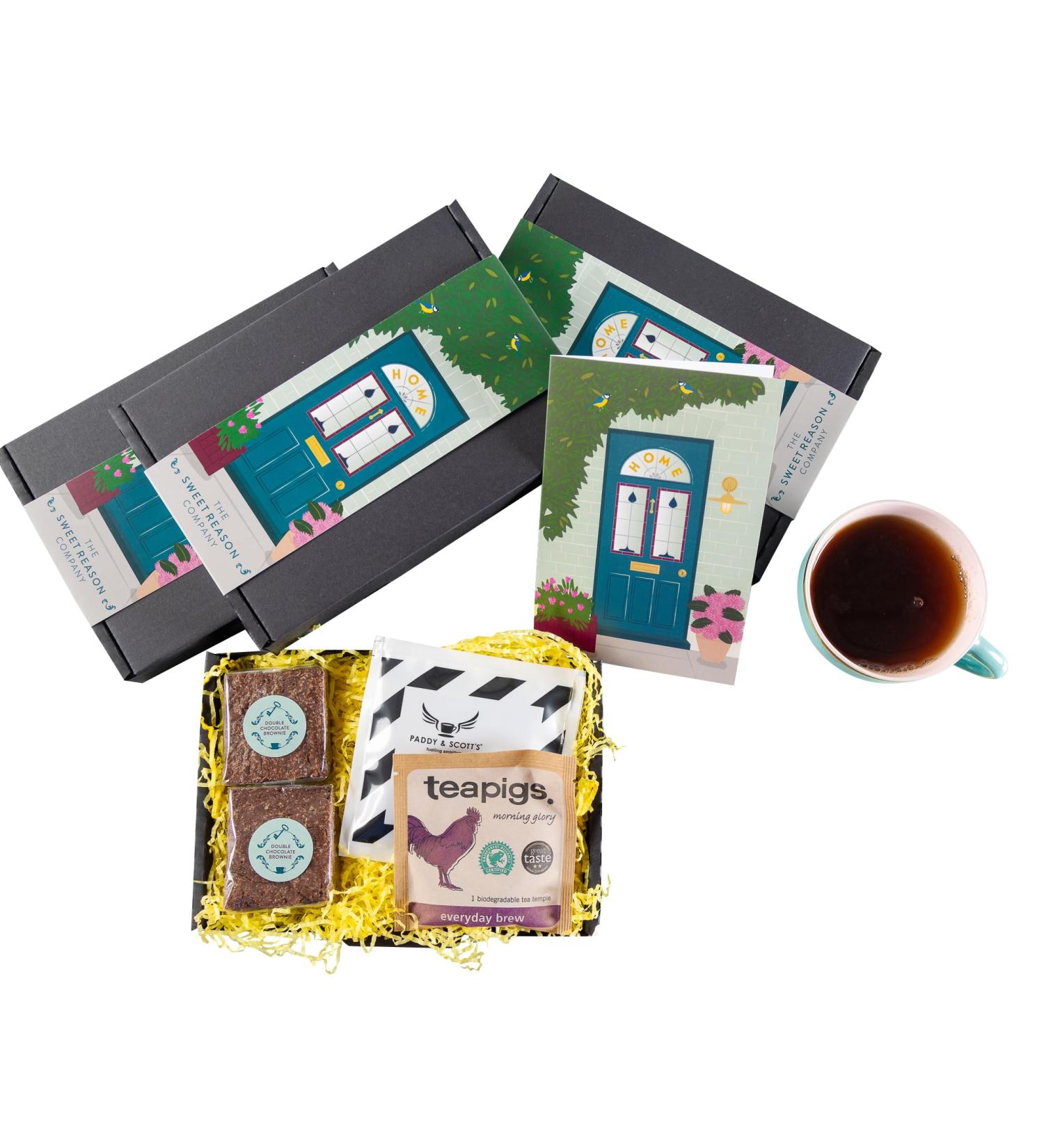 The Sweet Reason Company Brownies Coffee and Tea Luxury Letterbox-friendly Gift Box. New Home Gift Moving Gift (New Home)