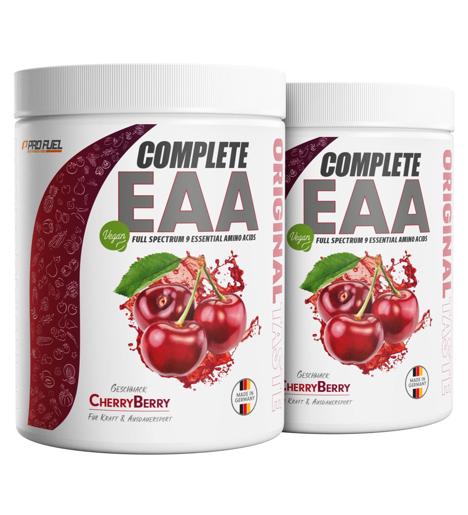Buy EAA Powder 2x500g Cherry - Vegan Essential Amino Acids Drink - 12 500mg Complete EAA Blend - Refreshing Workout Supplement - Buy Online on GoSupps.com