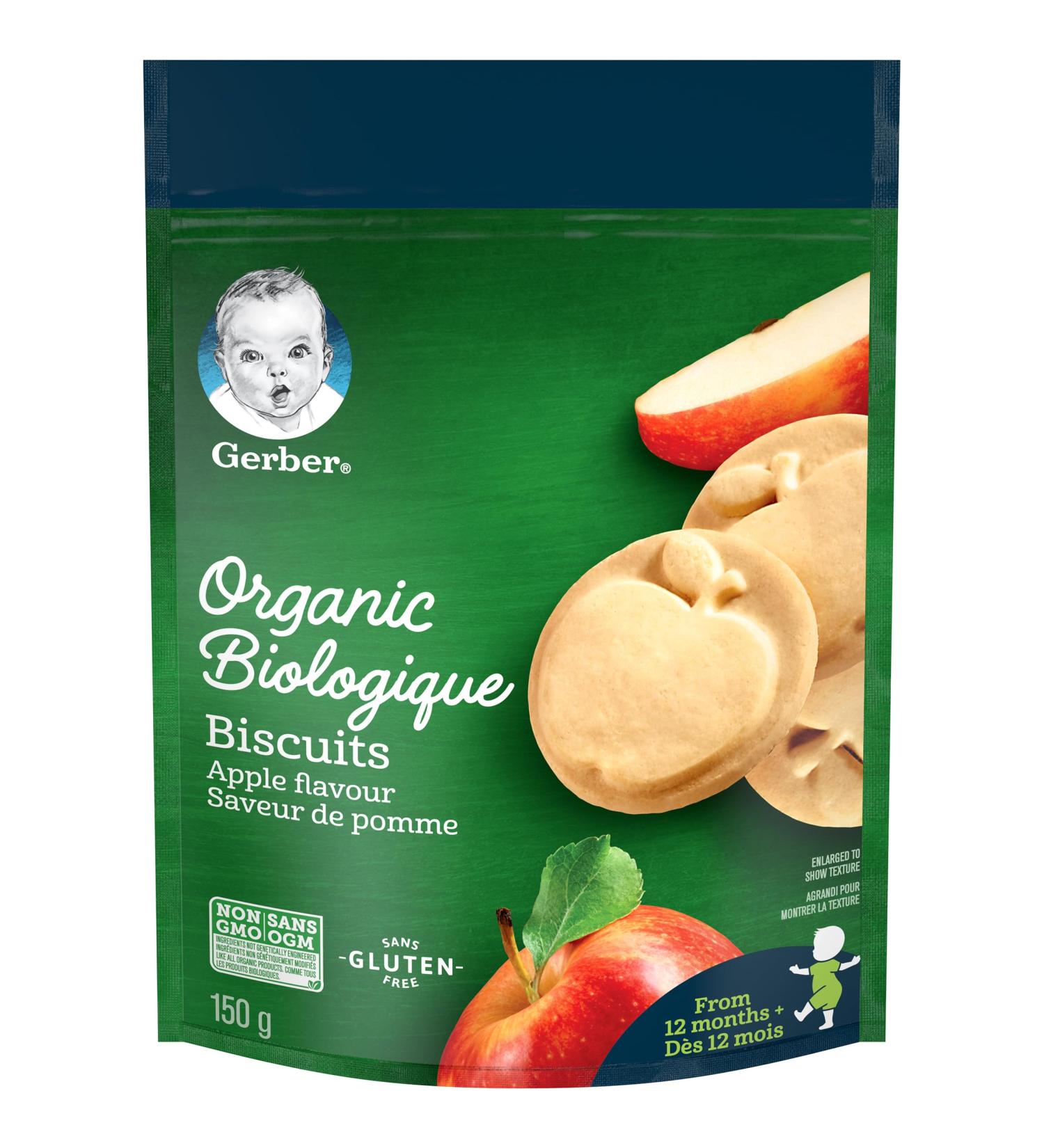 GERBER Organic Biscuits Apple Baby Snacks Biscuits 10+ Months 150 g 6 Pack - Buy Online on GoSupps.com