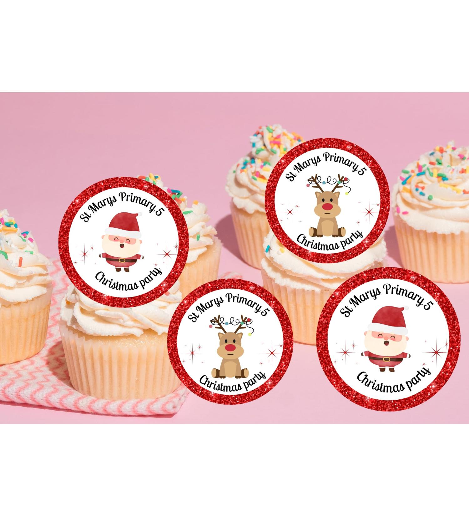 edible 20 x Christmas Personalised cupcake toppers uncut 5 School christmas party/Any wording (icing paper)