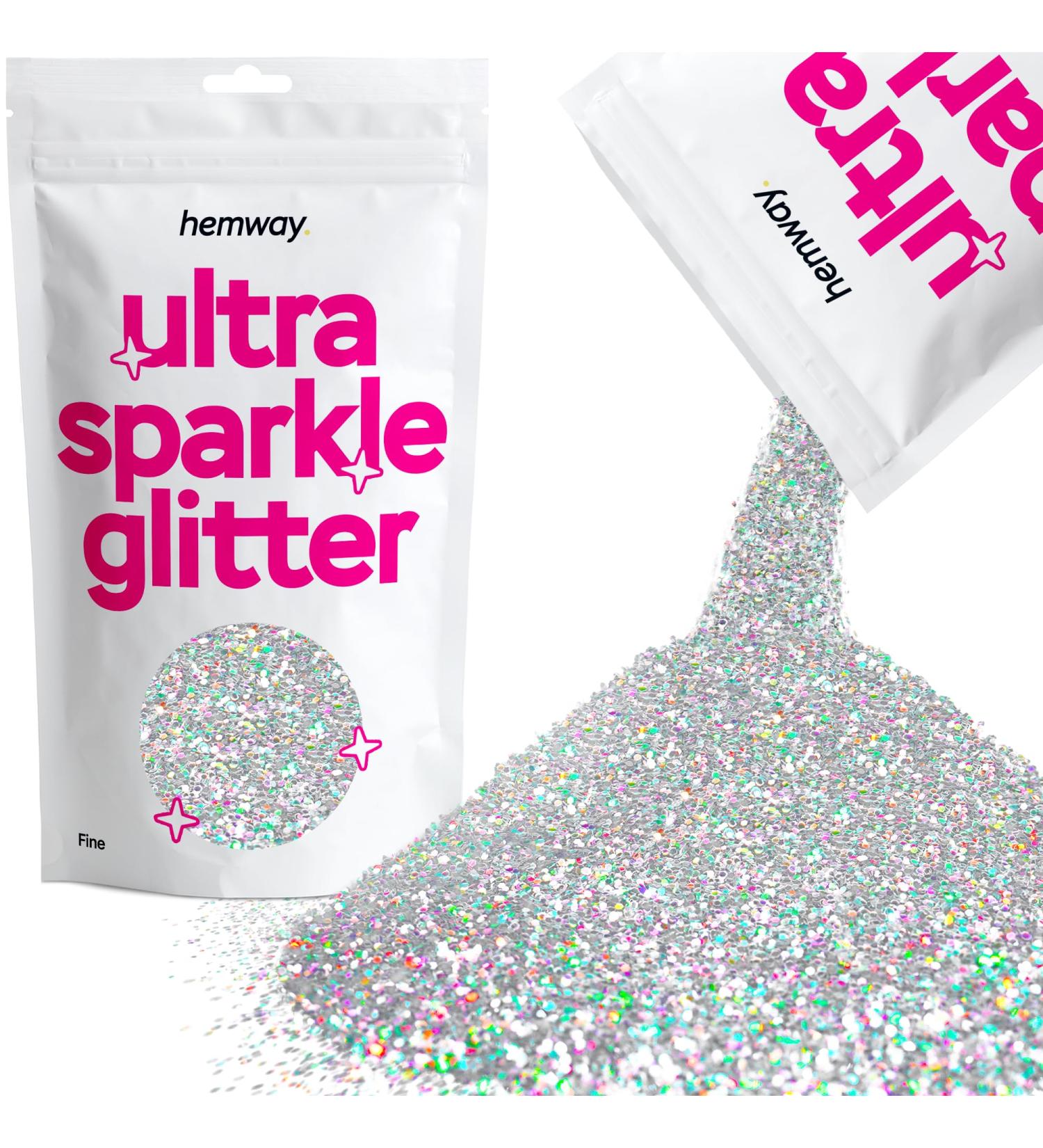 Buy Hemway Ultra-Shine Silver Holographic Glitter | Fine 1/64 (0.15mm 375 Micron) - 100g for Crafts & DIY Projects - Buy Online on GoSupps.com