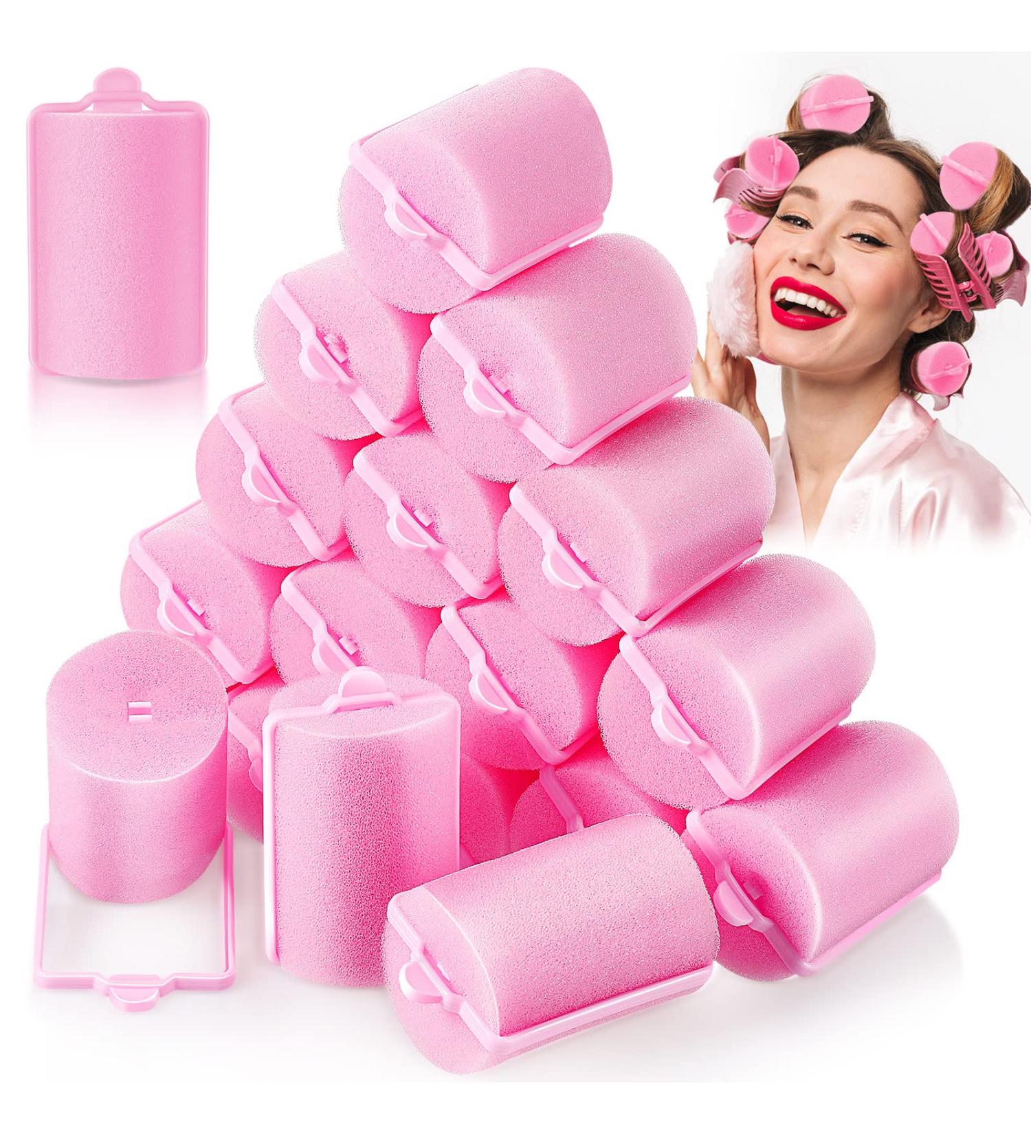 18 Large Soft Foam Hair Rollers 40mm - Hair Styling Curlers for Women and Kids - Pink - Pack of 18 - Buy Online on GoSupps.com