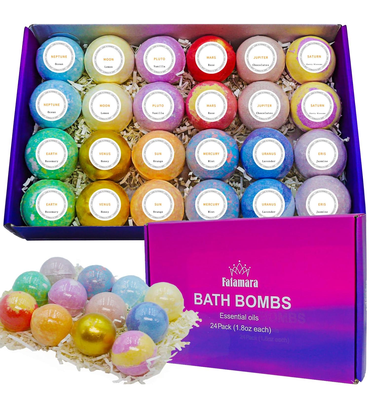 Organic 24pcs Bath Bombs Gift Set - Natural Ingredients Bubble Bath Fizzes Spa - Ideal Birthday Easter Gift for Her/Girlfriend/Wife - Buy Online on GoSupps.com