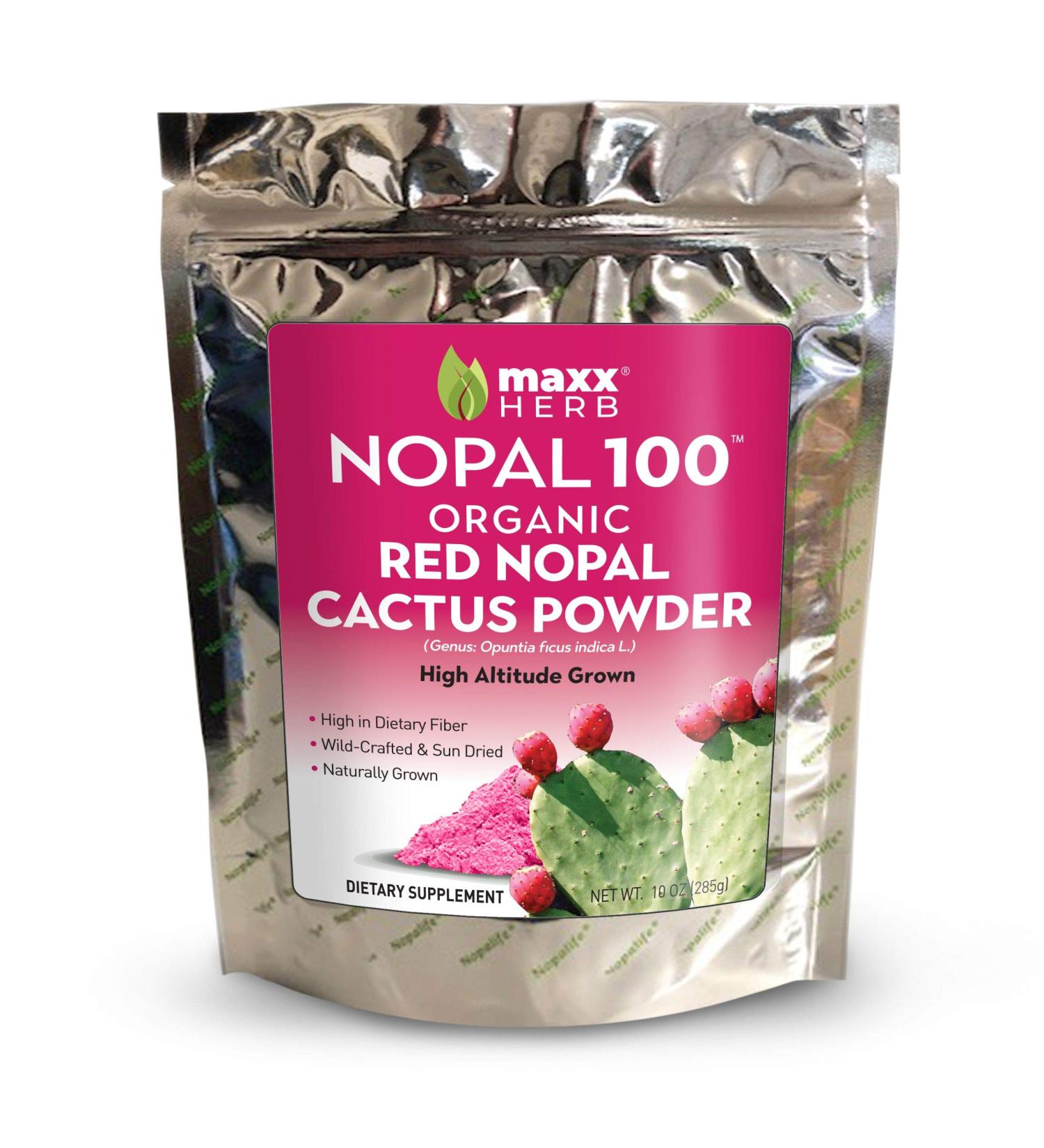 Maxx Herb Organic Red Nopal Cactus Powder - Digestion & Immune Support - 10 Oz Bag (28 Servings) | Vegan, Non-GMO, Gluten-Free - Buy Online on GoSupps.com