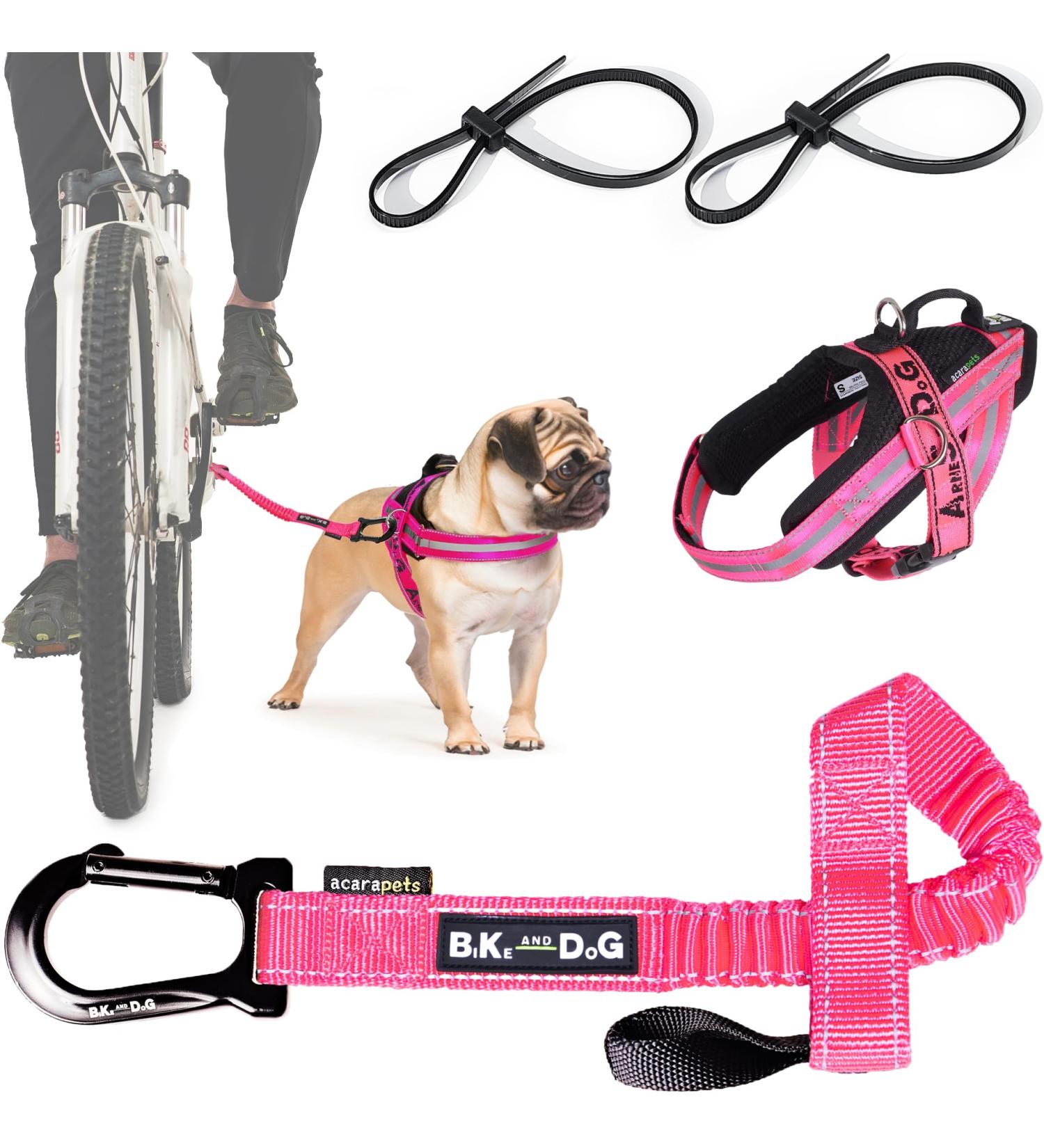 Shop Bike and Dog Leash & Harness Set - Patented Pink Dog Gear for Cycling | Perfect Bicycle Accessories for Dog Lovers - Buy Online on GoSupps.com